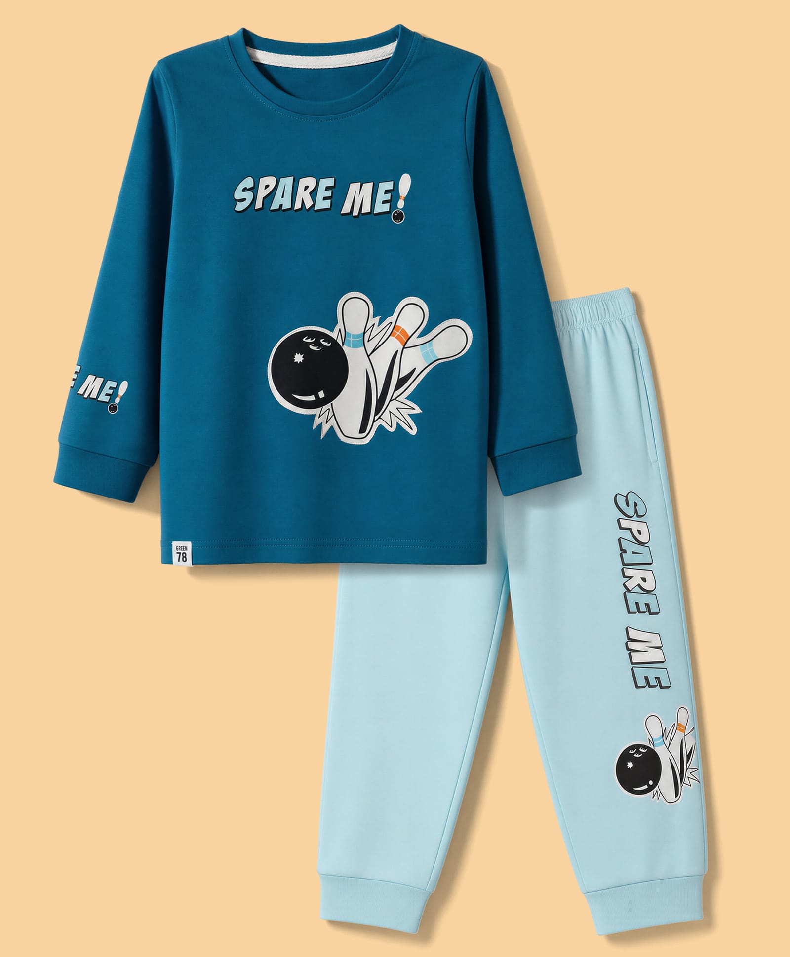 CUCUMBER Sinker Knit Full Sleeves T-Shirt & Jogger Set Astronaut Print - Blue-picture-41