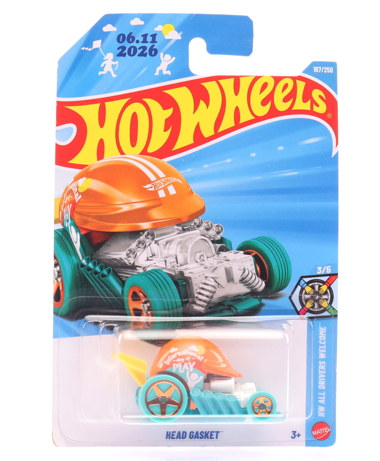 Hot Wheels 167/250 Head Gasket Die Cat Free Wheel Toy Car- Green-picture-2