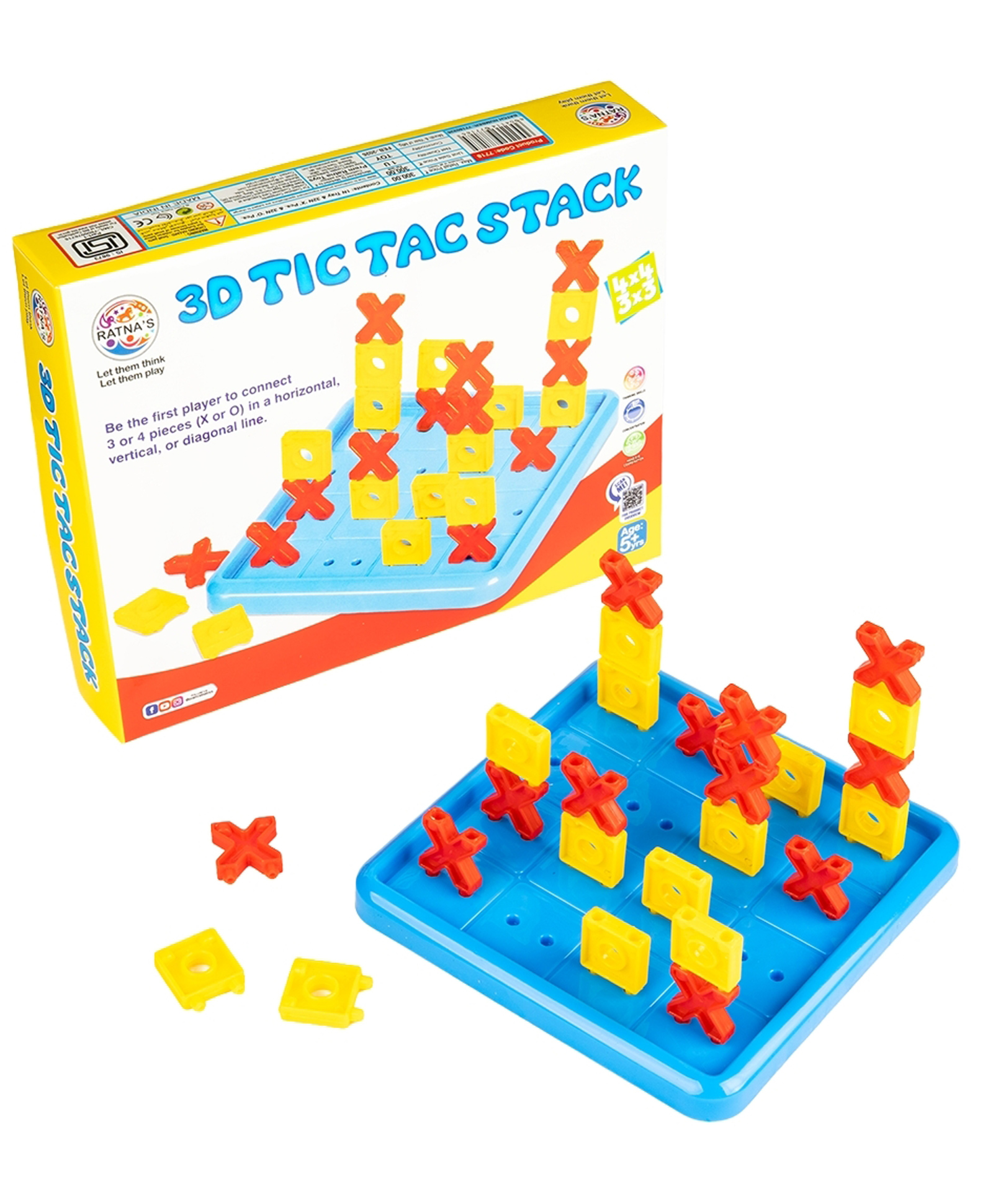 Ratnas 3D Tic Tac Stack Game | 3D Strategy Board Game | Stack & Connect Game for Kids and Family - Multicolor-picture-29