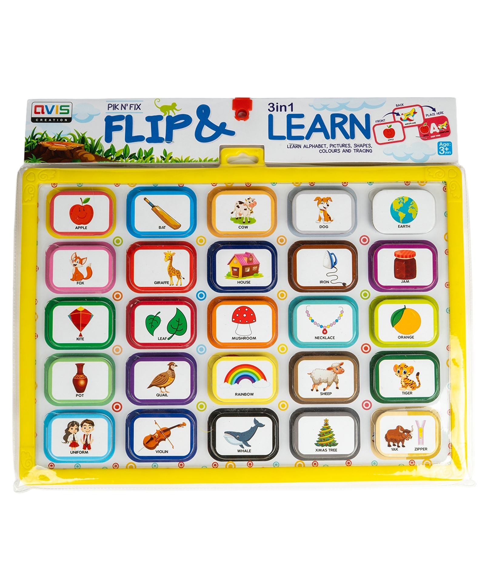 Ratnas Flip & Learn 3 in 1 Educational Learning Slate | Interactive Learning Game with 25 Activity Cards - Yellow-picture-36