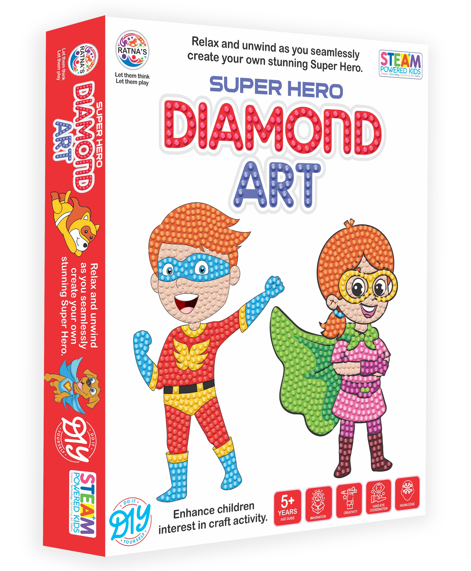 Ratnas Super Hero Theme Diamond Art DIY Kit with Picture Canvas & Colourful Diamonds - Multicolor-picture-25