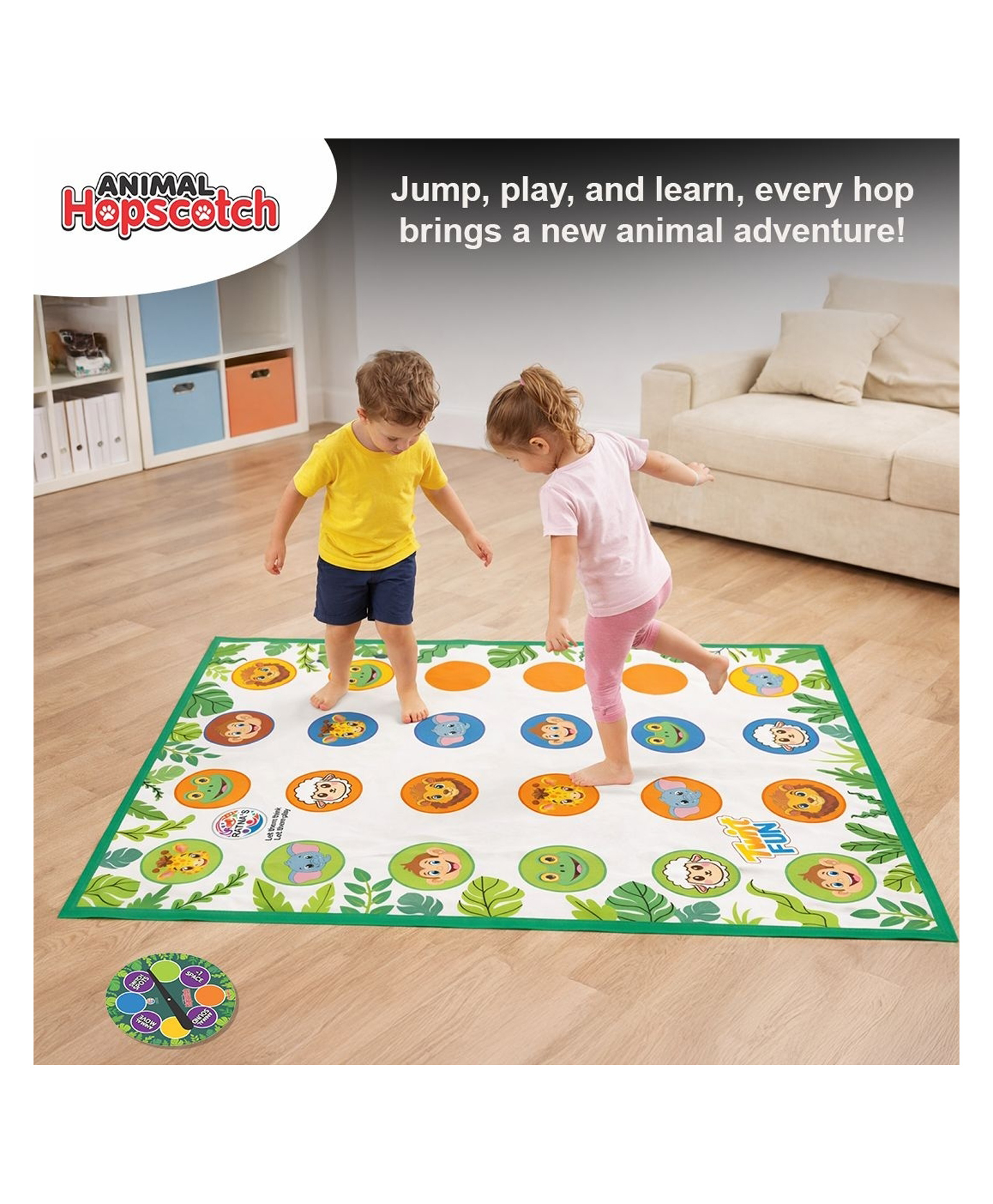 Ratnas Animal Hopscotch Floor Game with Activity Mats & Spinning Dial - Multicolor-picture-32