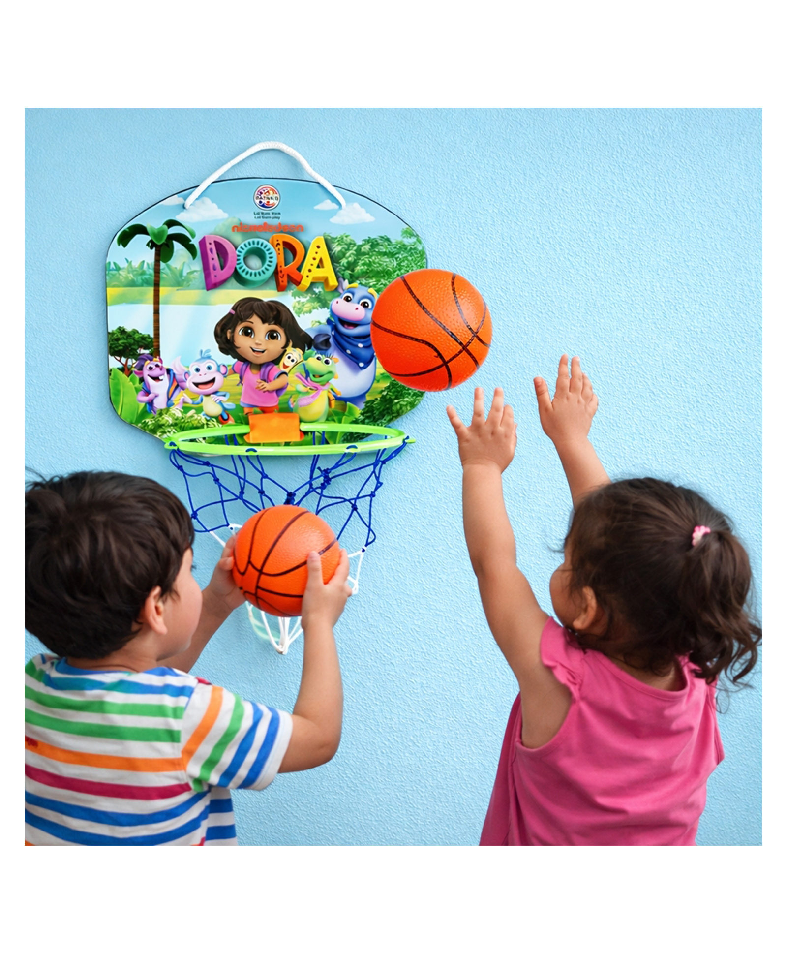 Ratnas Cartoon Dora Theme Basketball Set with Wall Mount Net & Ball - Multicolor-picture-31