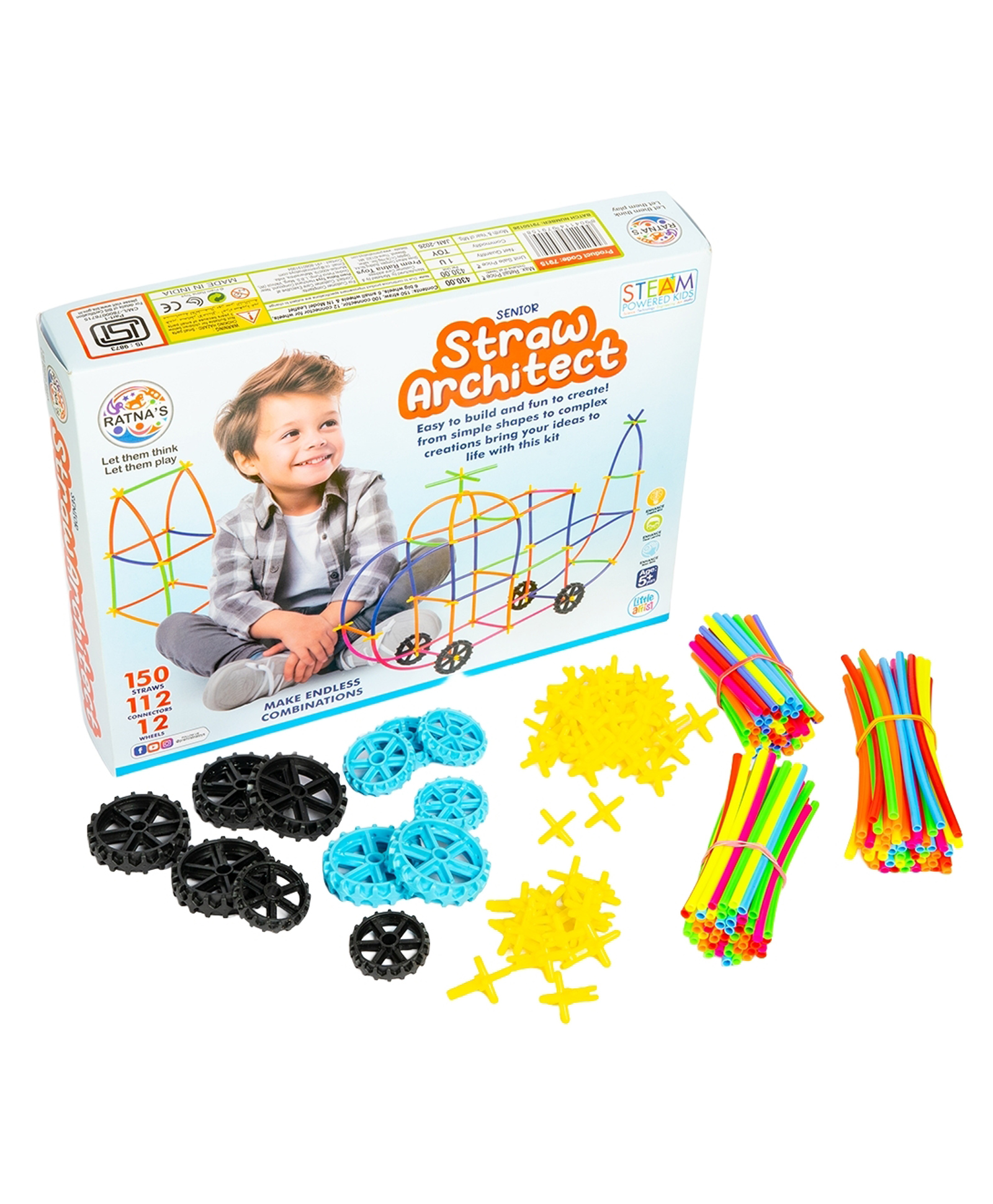 Ratnas Straw Architect Steam Construction Kit With 150 Straws & Connectors - Multicolor-picture-31