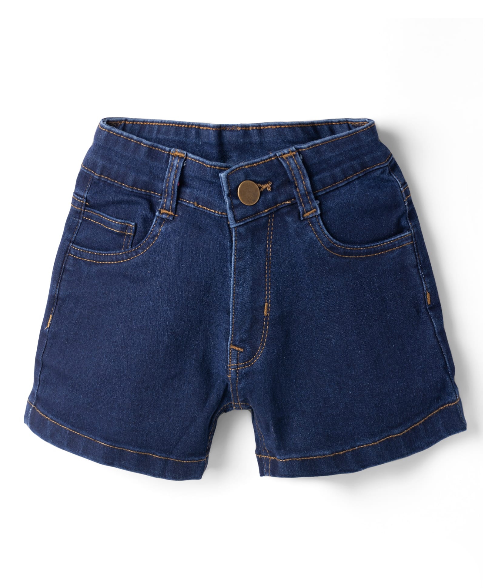 Smarty Girls Denim Woven Knee Length Solid Color Shorts - Navy Blue-image-14