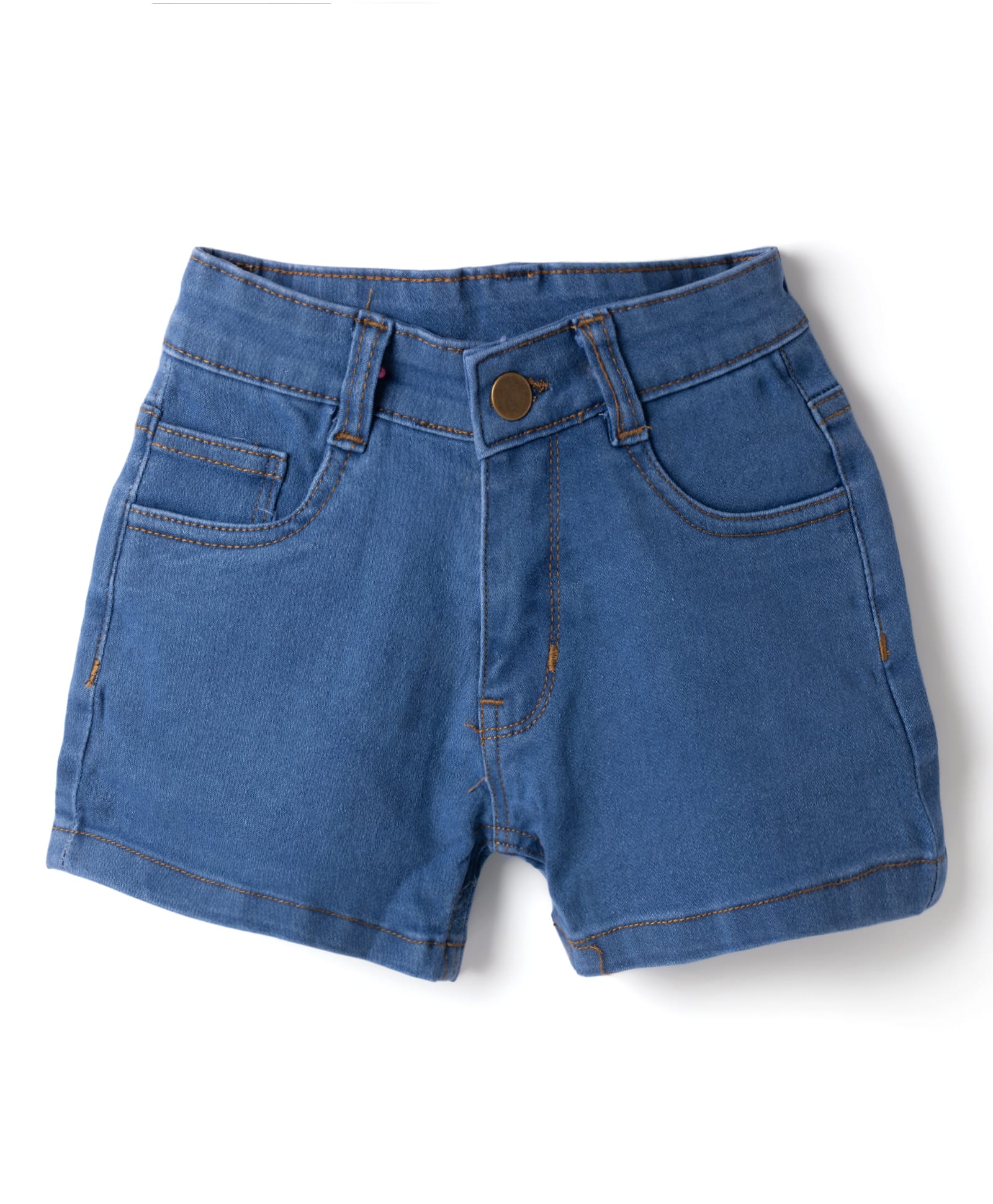 Smarty Girls Denim Woven Knee Length Solid Color Shorts - Blue-image-2