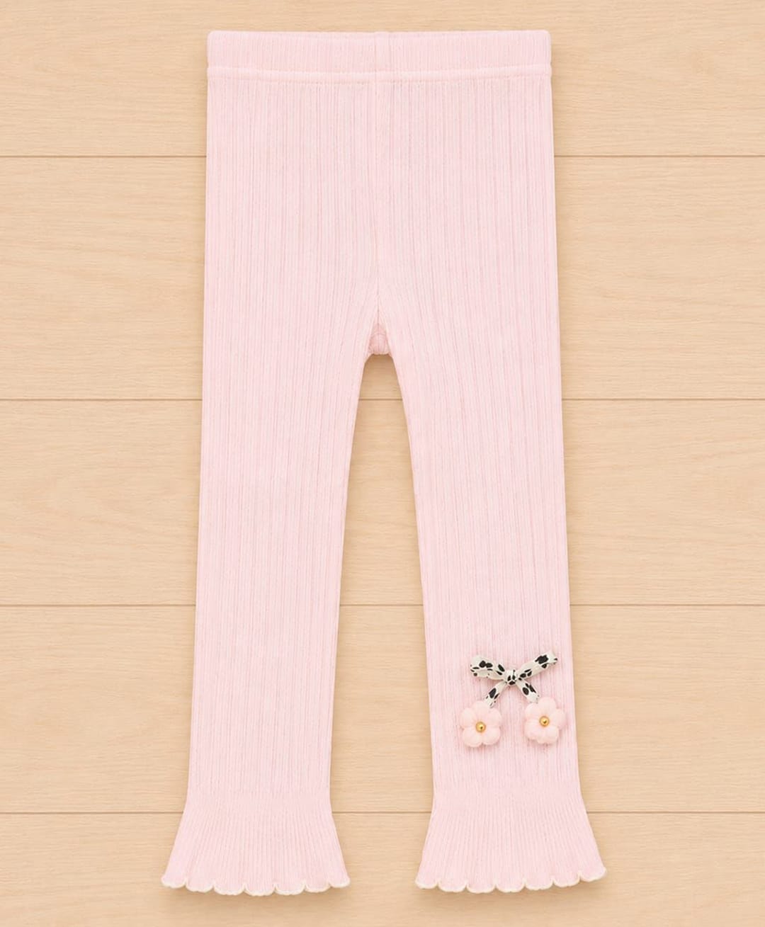 Kidofash Cotton Spandex Knit Floral Applique Detailed Tights - Pink-picture-27
