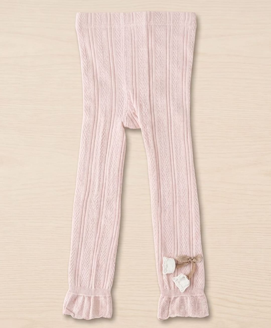 Kidofash Cotton Spandex Knit Floral Applique Detailed Tights - Pink-picture-36