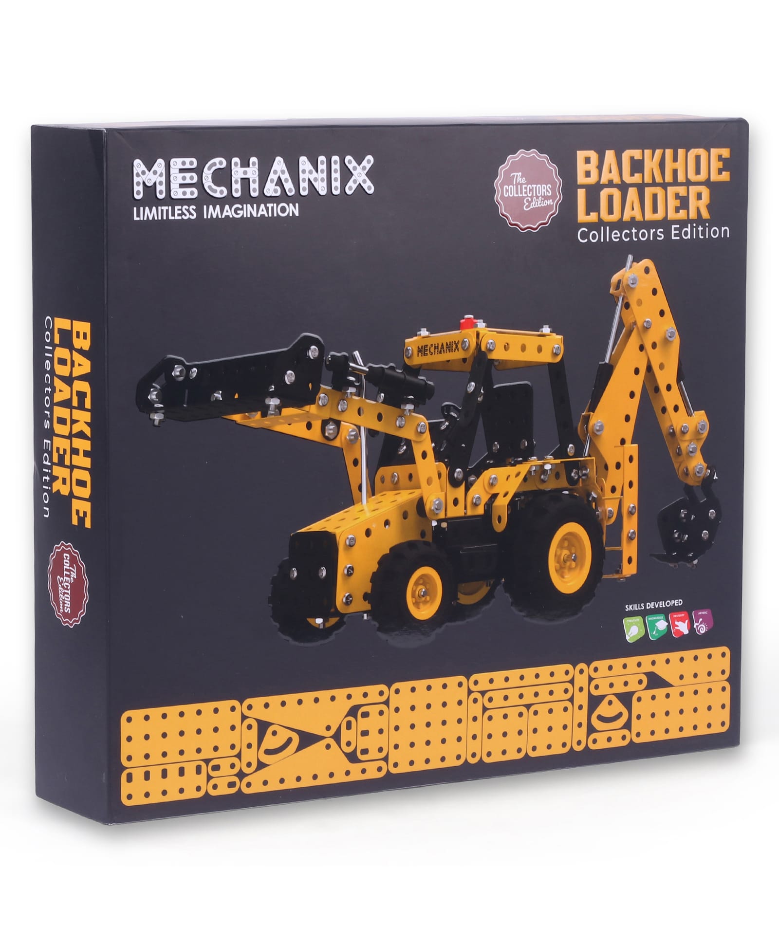 Mechanix Backhoe Loader 602-piece advanced set to build a large, detailed Backhoe Loader display model. - Yellow-picture-16