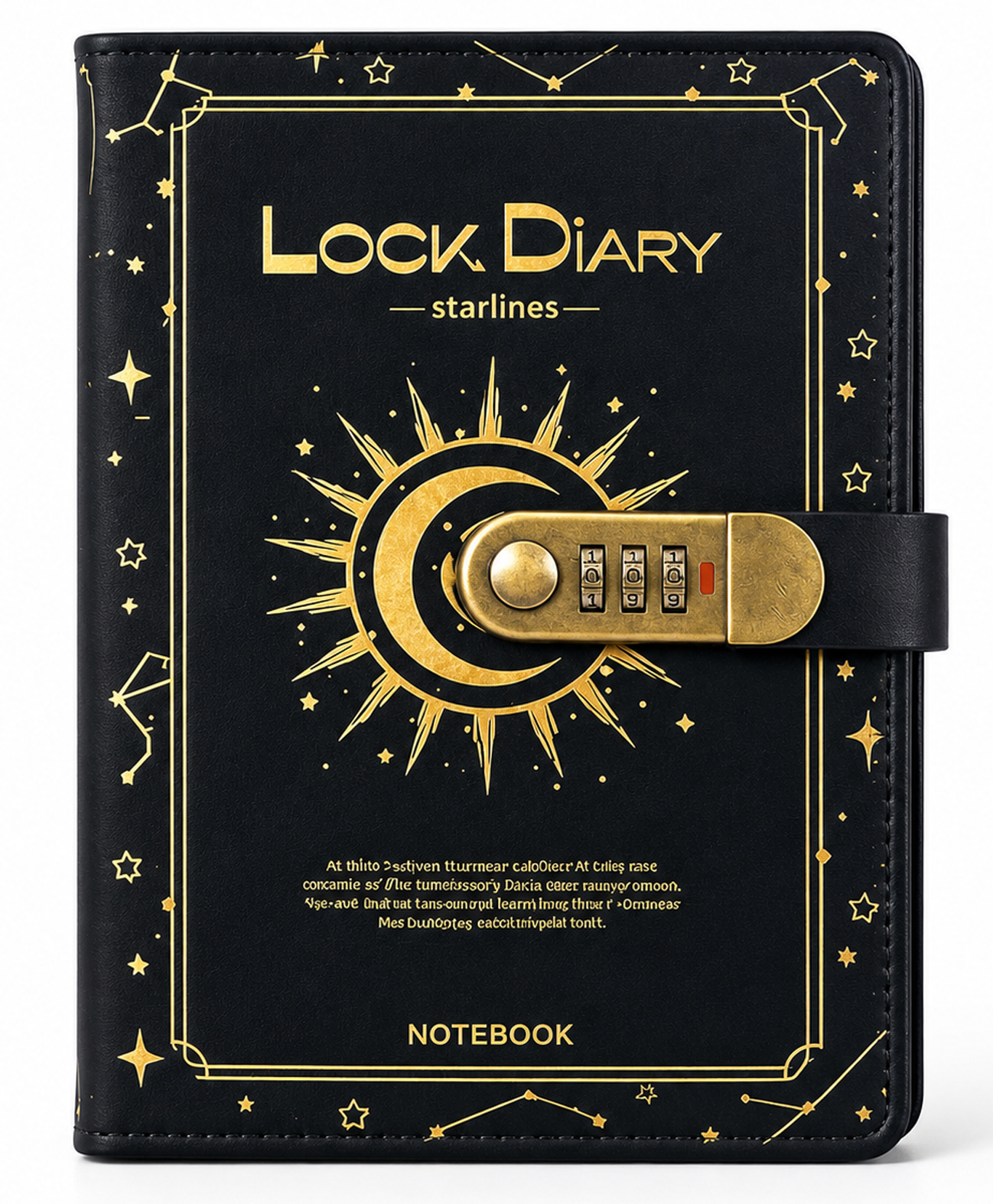 MANAKI ENTERPRISE Lock Diary with Password Combination Lock Premium Hard Cover Secret Journal Notebook with Smooth Writing Pages Portable Secure Diary Personal Writing Notebook -Black & Gold-picture-16