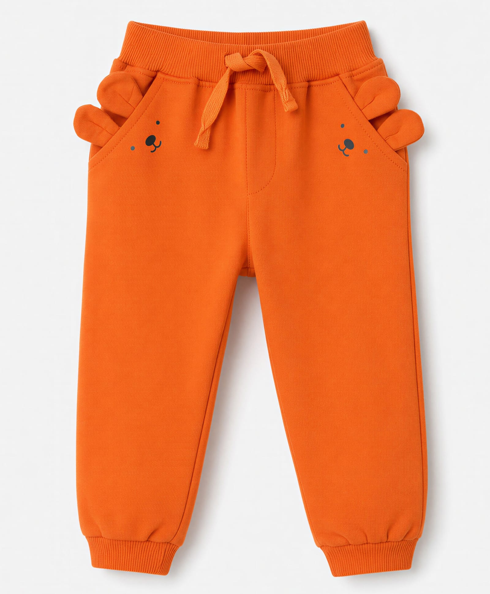 Babyhug Cotton Terry Knit Full Length Lounge Pants With Bunny Applique - Rust Orange-image-18