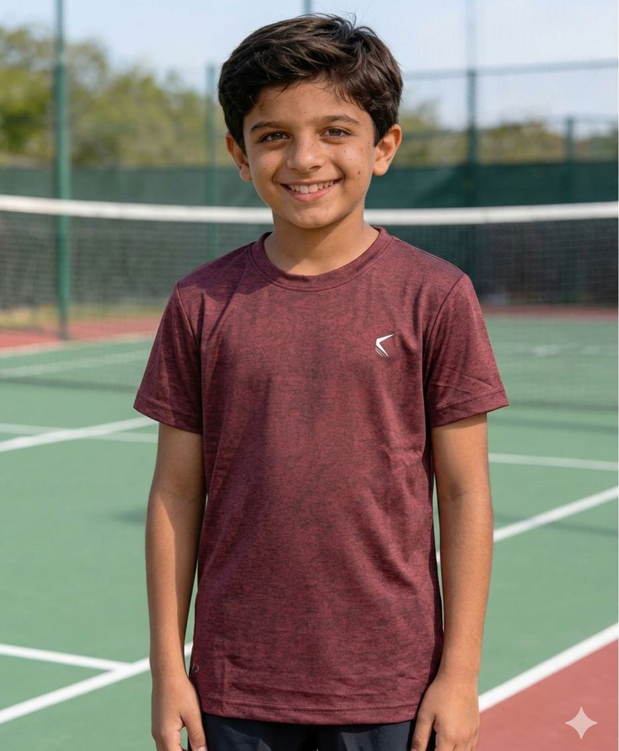 Trainiks Mesh Half Sleeves Static Printed Tee - Maroon-picture-26
