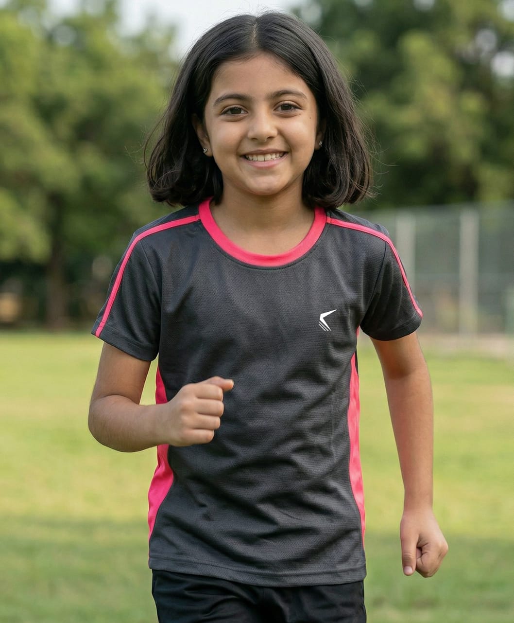 Trainiks Knit Half Sleeves Colour Blocked Tee - Black & Neon Pink-image-37