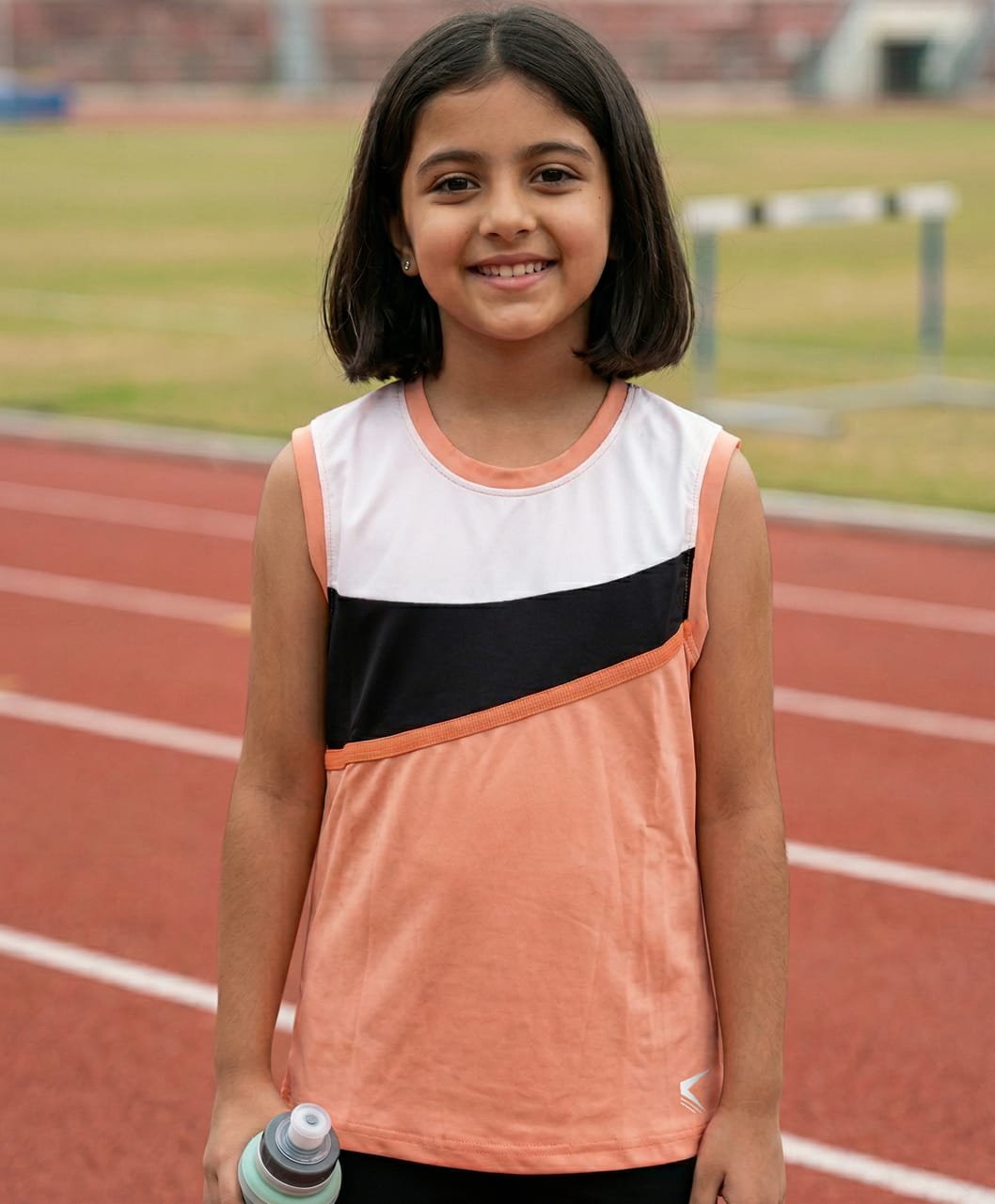 Trainiks Knit Sleeveless Colour Blocked Tee - Orange & White-picture-34