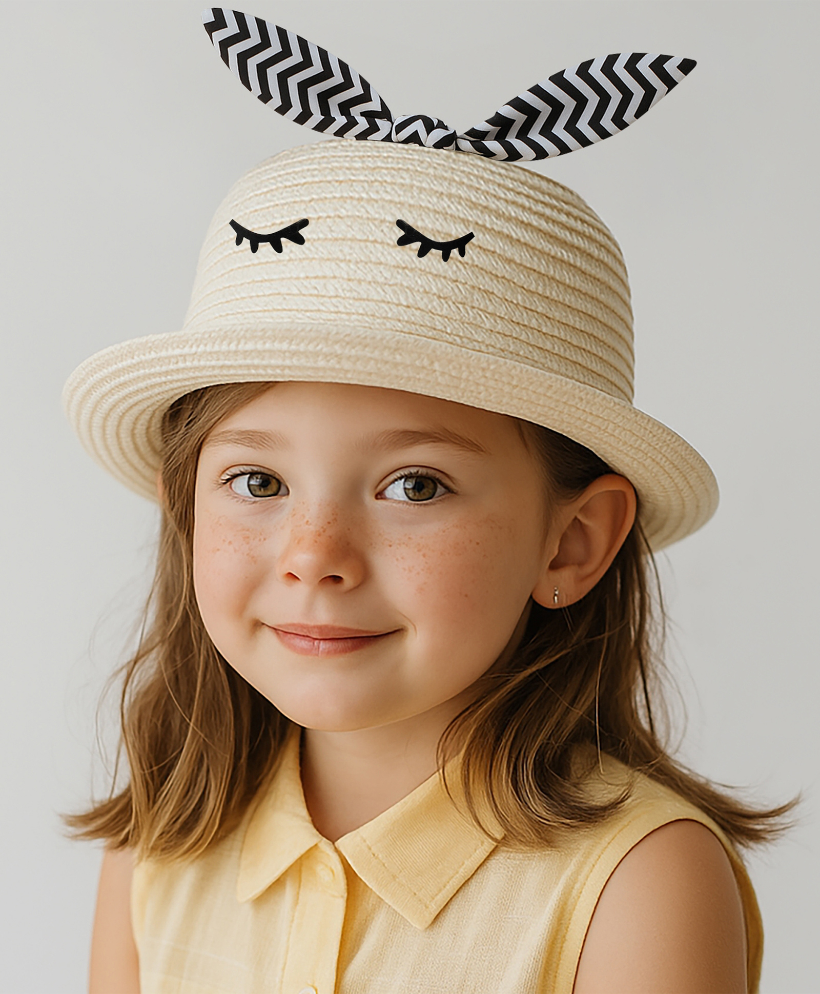 Vritraz Cotton Woven Bow Applique Detailed Bucket Hat - White - Circumference 52-56 Cm-image-1