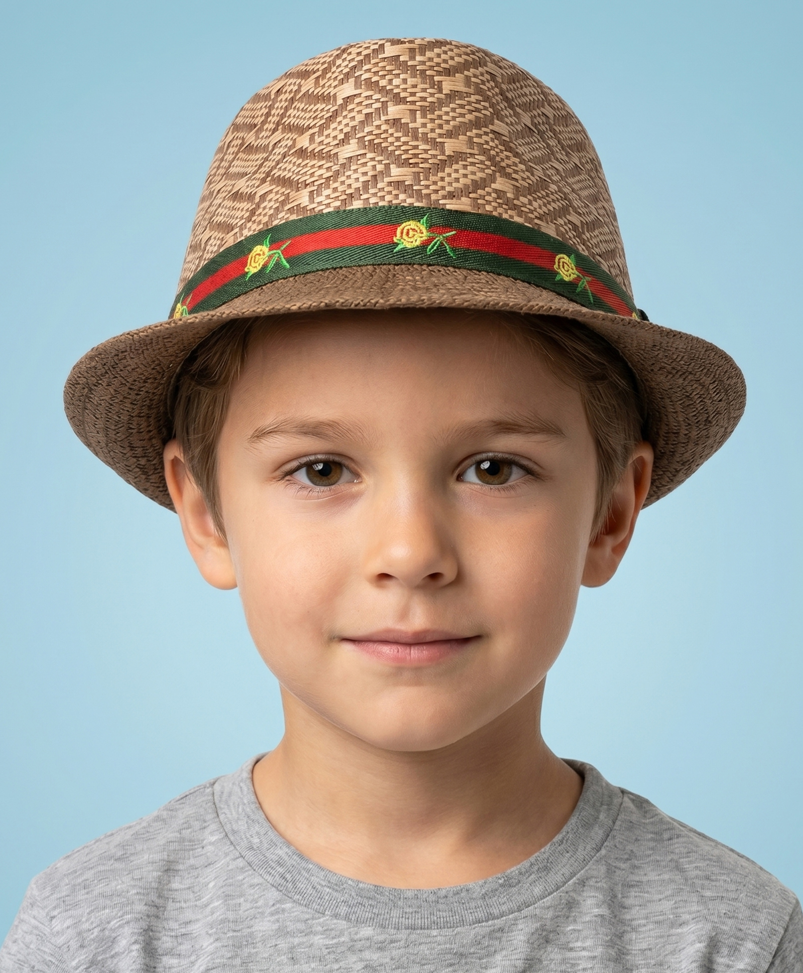 Vritraz Cotton Woven Floral Embroidered Band Detailed Fedora - Brown - Circumference 52-56 Cm-image-40