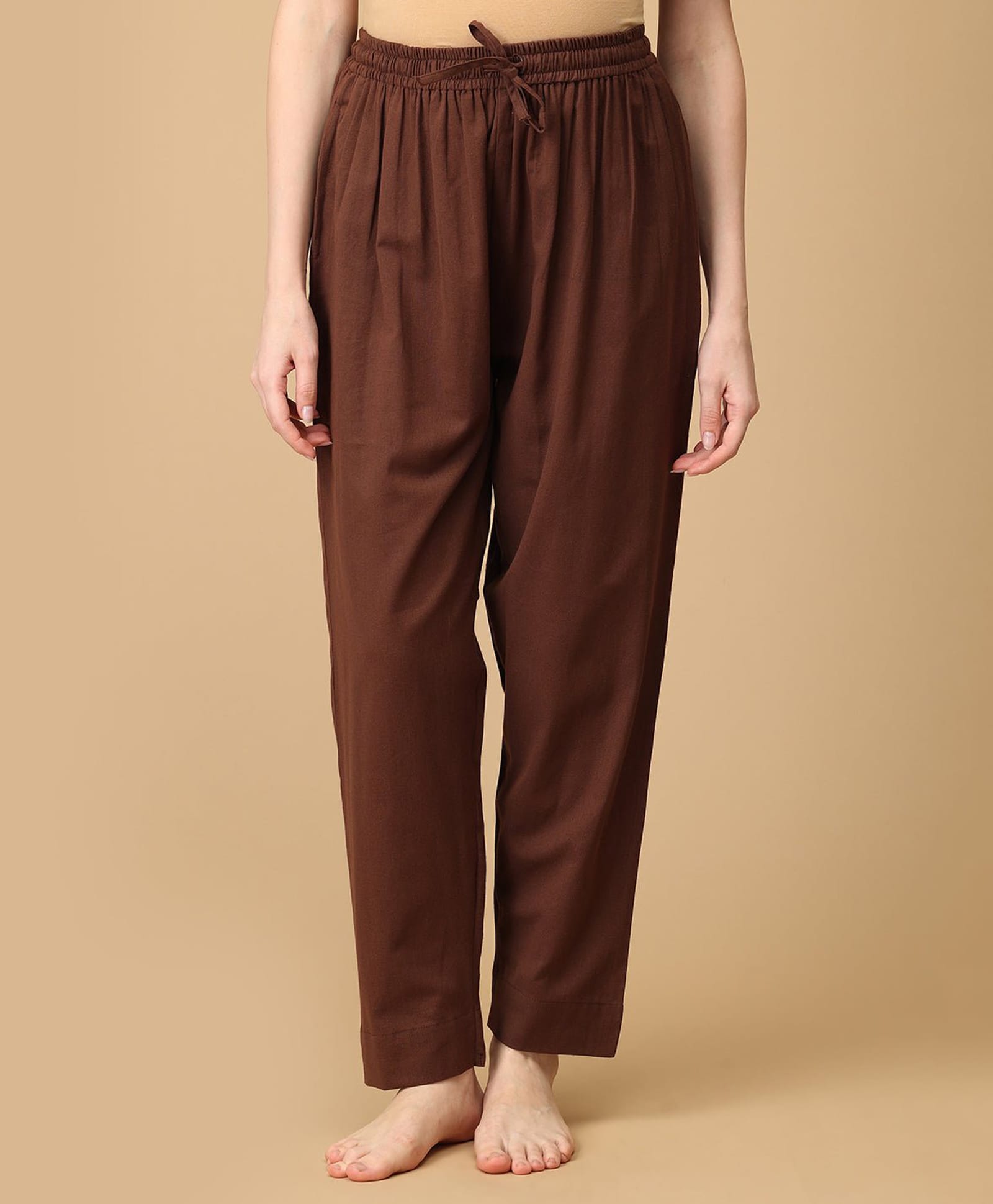 The Mom Store Cotton Woven Solid Maternity Lounge Pants - Brown-picture-26