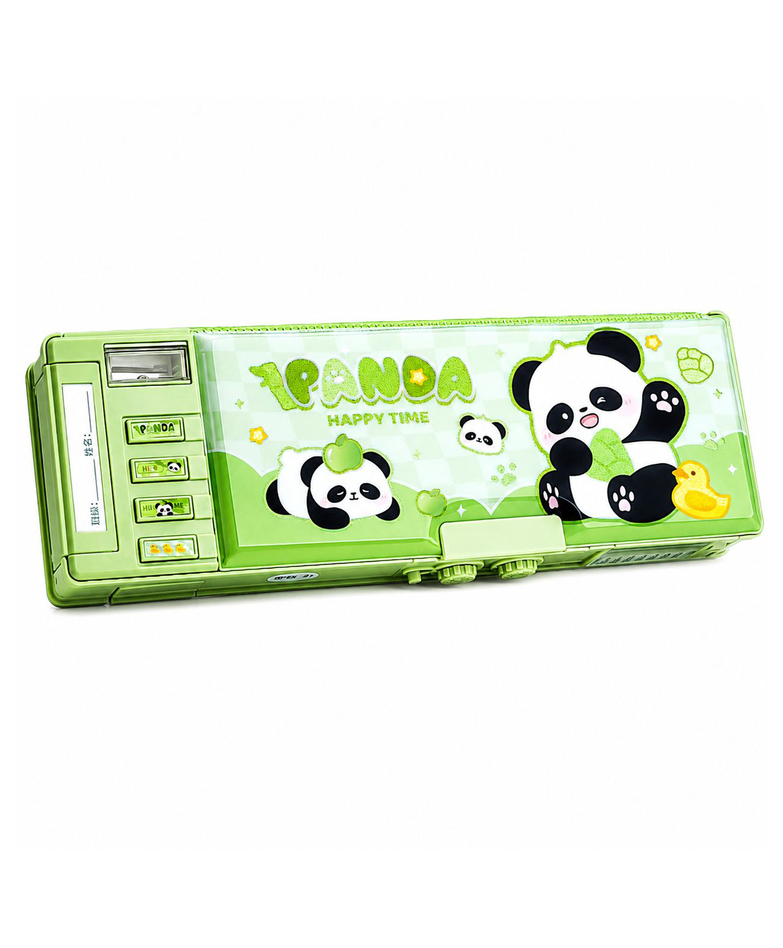 MANAKI ENTERPRISE Password Lock School Students Pencil Box with Inbuilt Sharpener, Cute Cartoon Stationary Compass for Boys, Geometry Case for Kids Girls, Best for Gifts - Green-picture-20