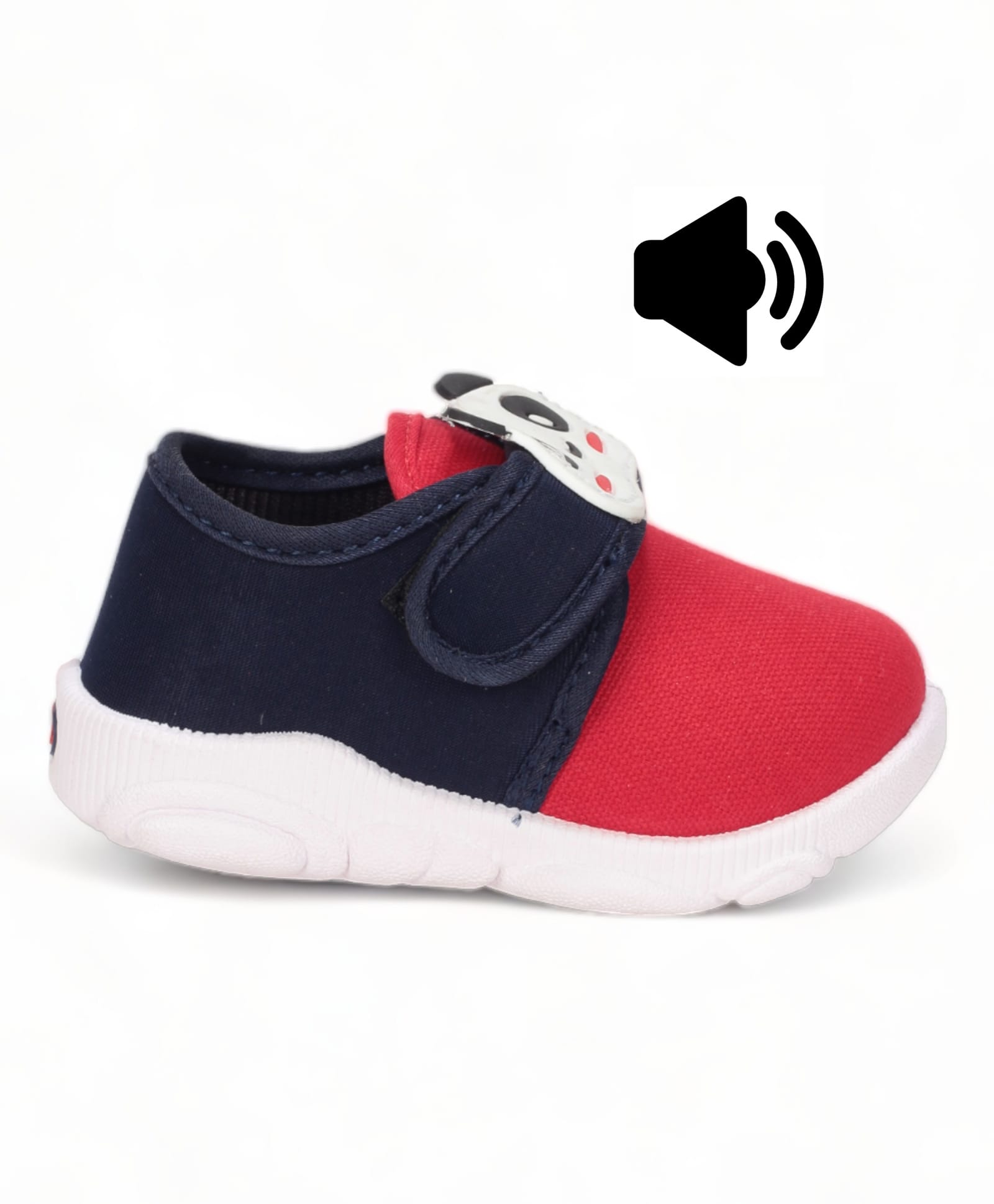 Lil Lollipop Panda Patch Detailed Velcro Closure Colour Blocked Musical Shoes - Red & Blue-picture-37