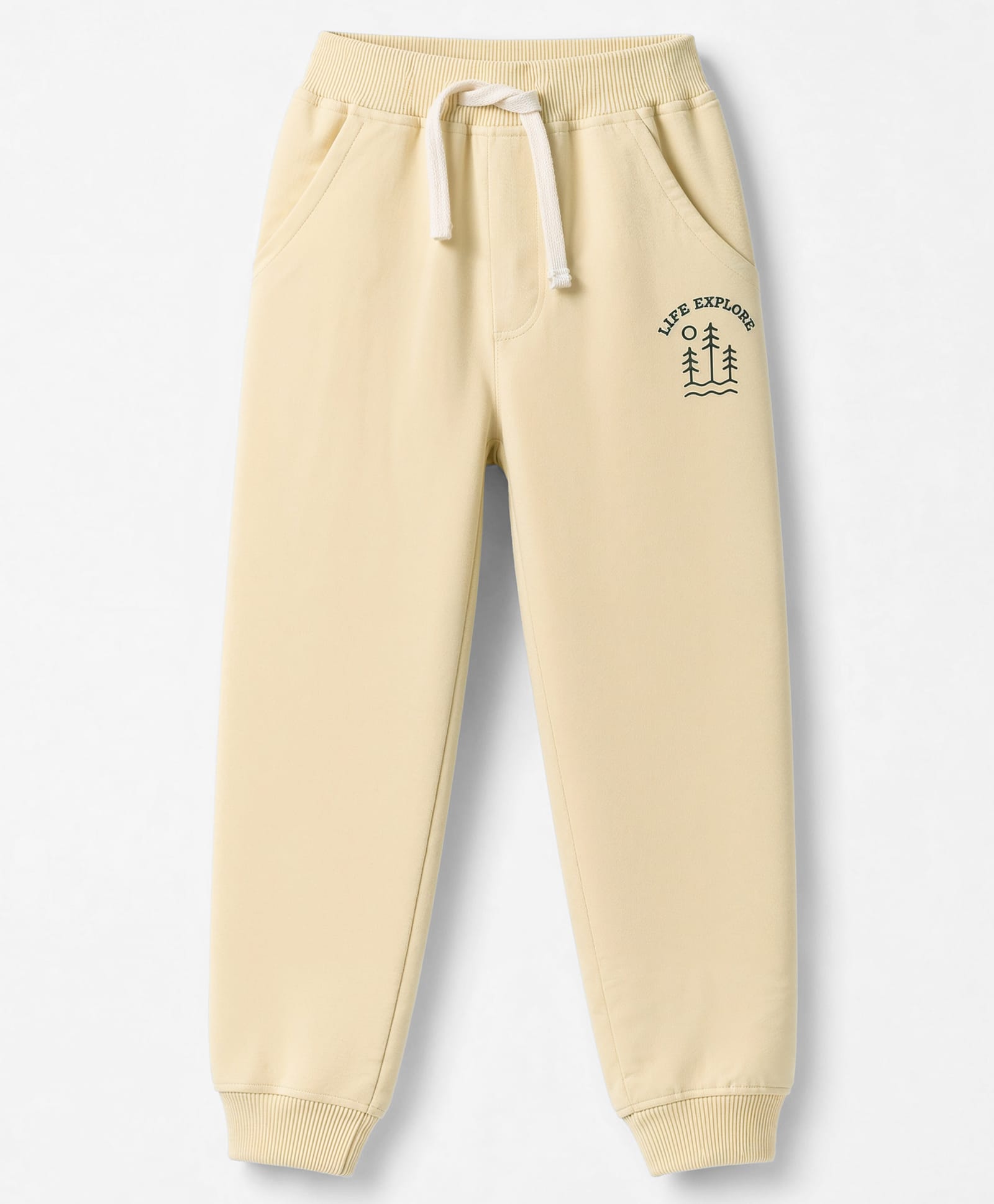 Babyhug Cotton Terry Knit Full Length Lounge Pants With Text Print - Beige-image-22