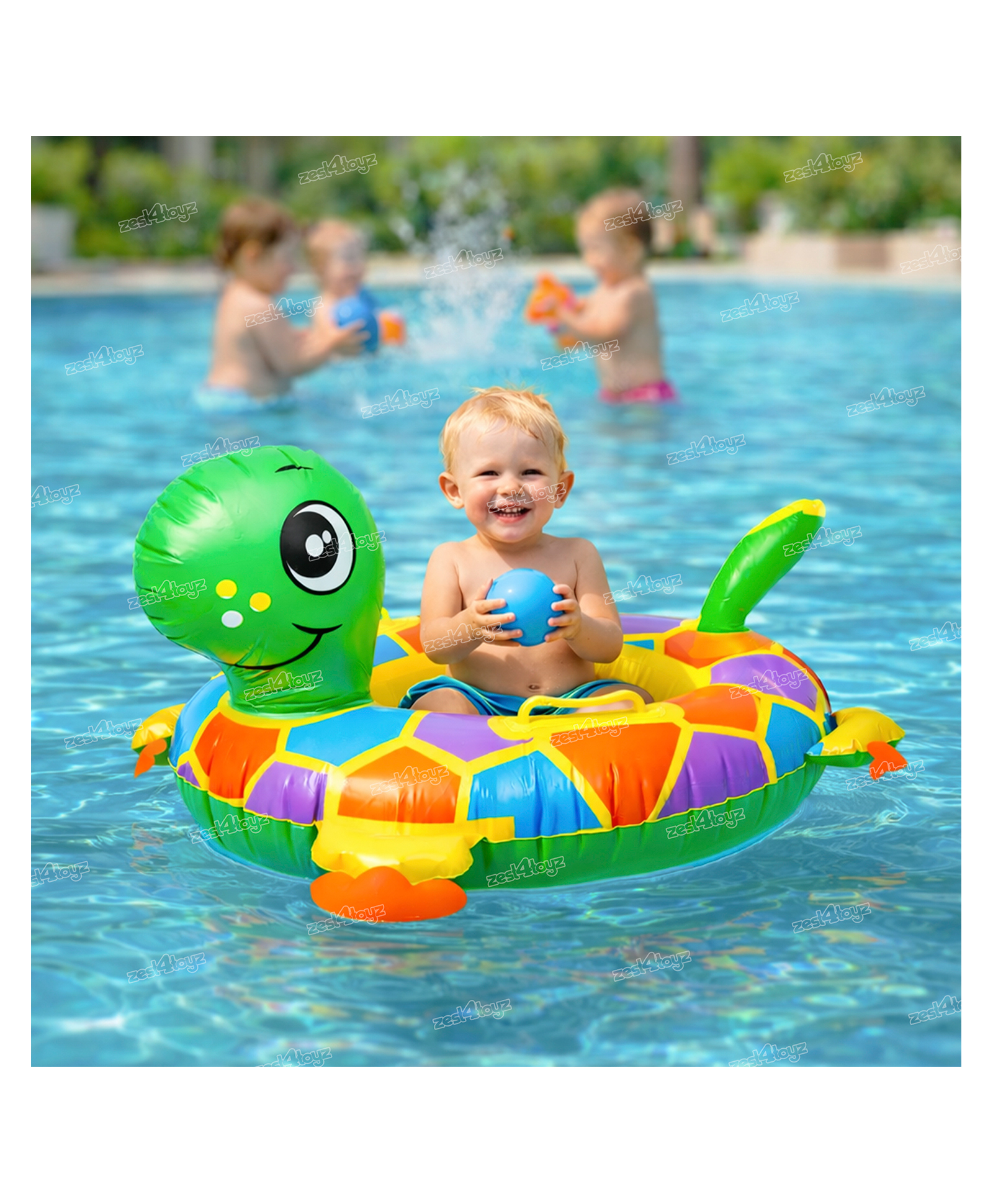 Fiddlerz Inflatable Swimming Float Tortoise Shape Ring Mat for Pool and Beach Water Swimming Ring Tube for Kids Summer Funny Pool Party Toys(Green)-picture-19