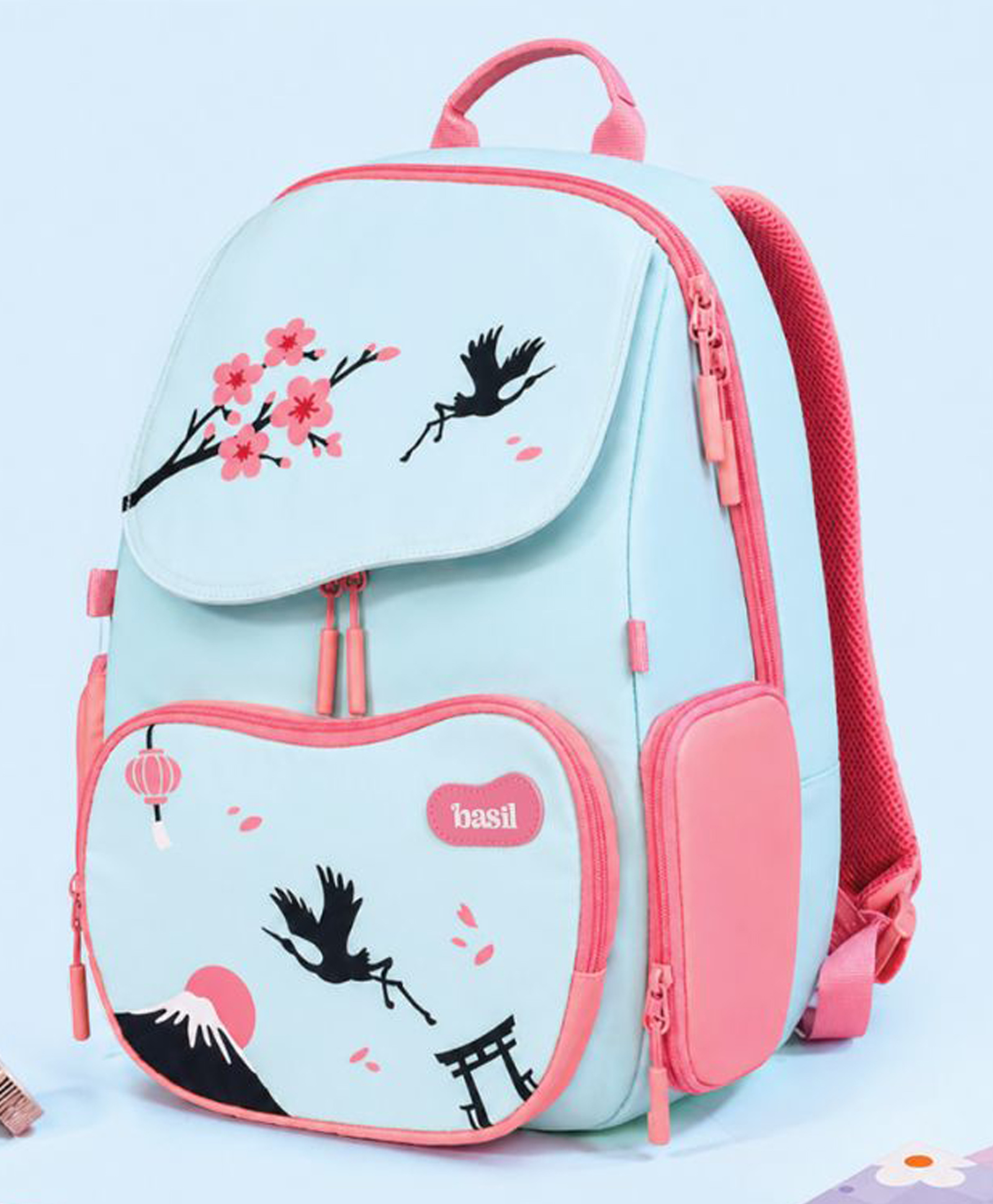 Basil 17 Inches Wander Bag 18-20 Litres School Backpack 4 Spacious Compartments for Grades 1 to 5 Sakura Bloom-image-17