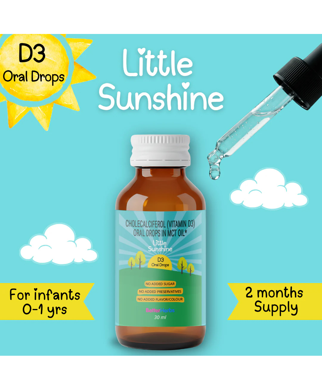 BetterHerbs Little Sunshine Vitamin-D Drops- Pack of 1 - 30ml-image-4