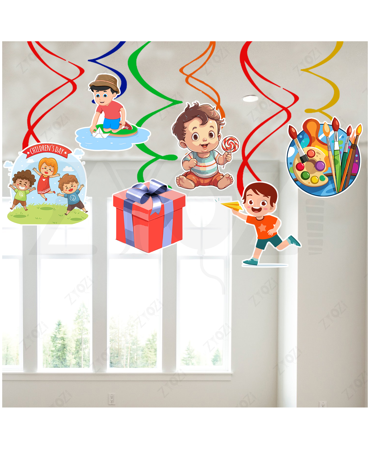 Zyozi Children's Day Decorations Hanging Swirls,Children's Day Theme Party Decorations Supplies - Multi (Pack Of 6)-picture-11