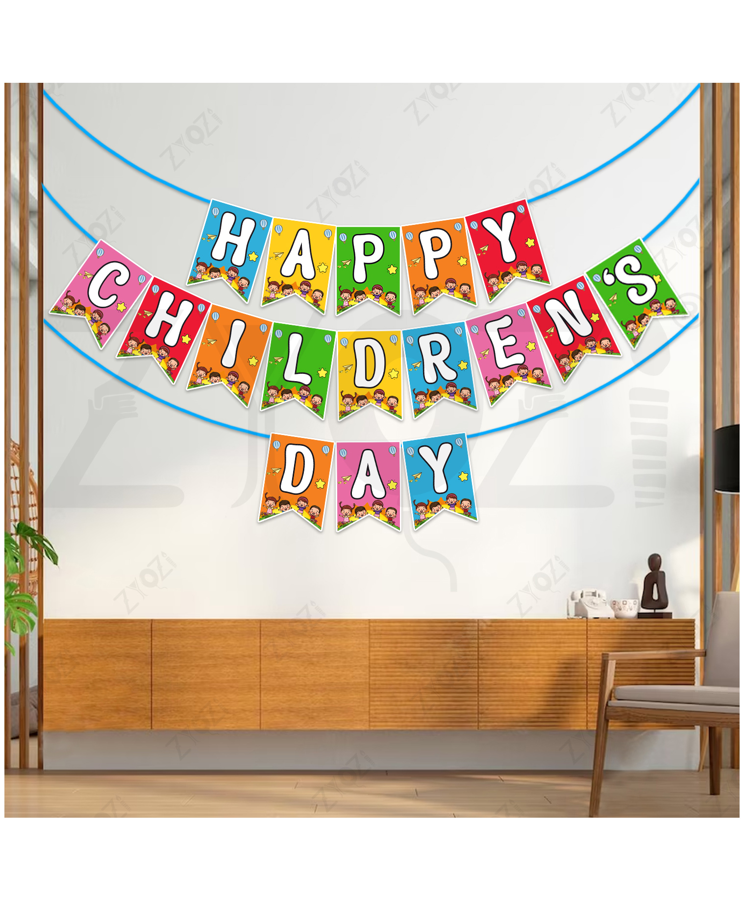 Zyozi Multicolor Happy Children's Day Design Banner, Children Day Theme Party Decorations-picture-43