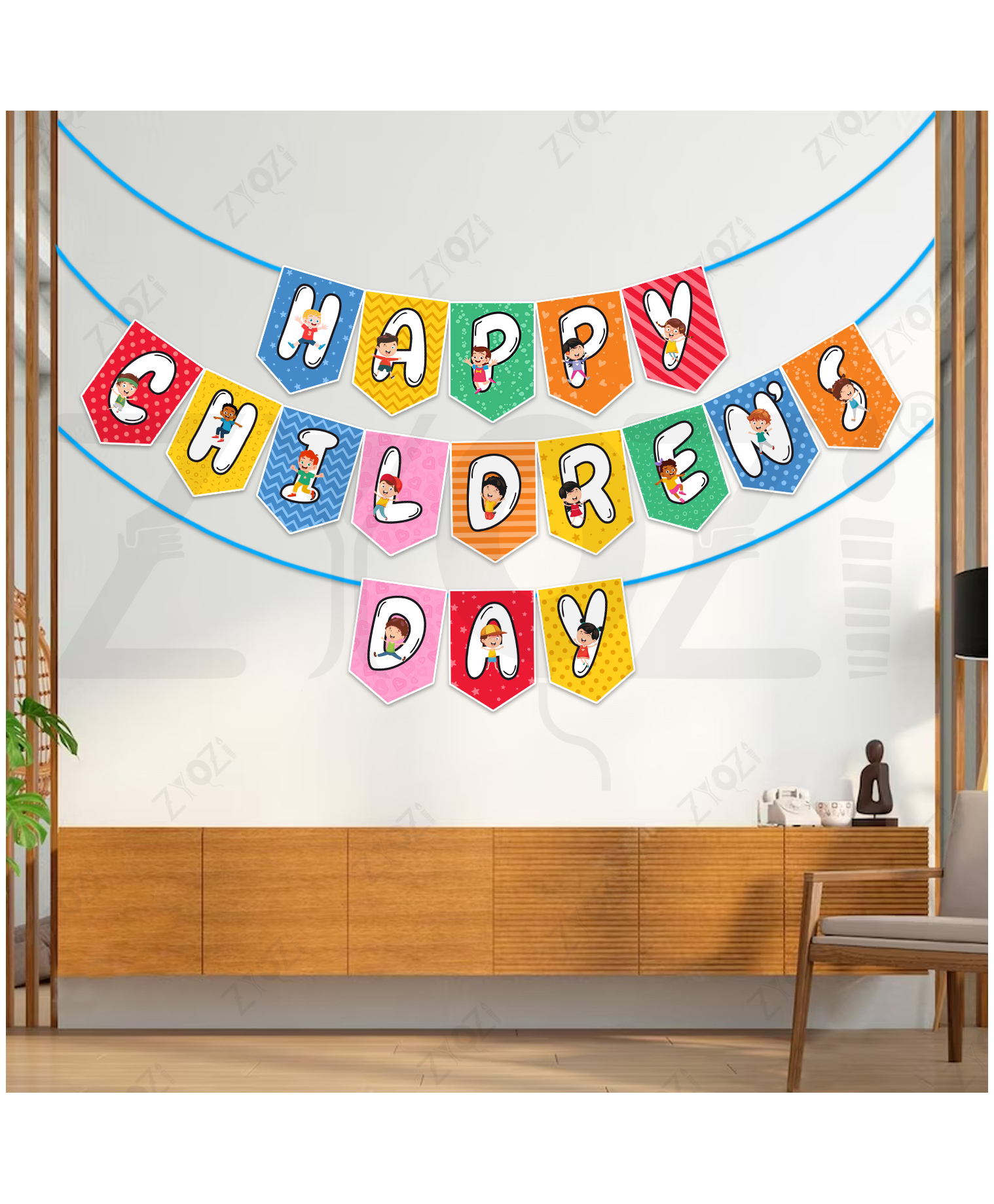 Zyozi MultiColour Happy Children's Day Decorative Banner, Children's Day Decor-picture-31