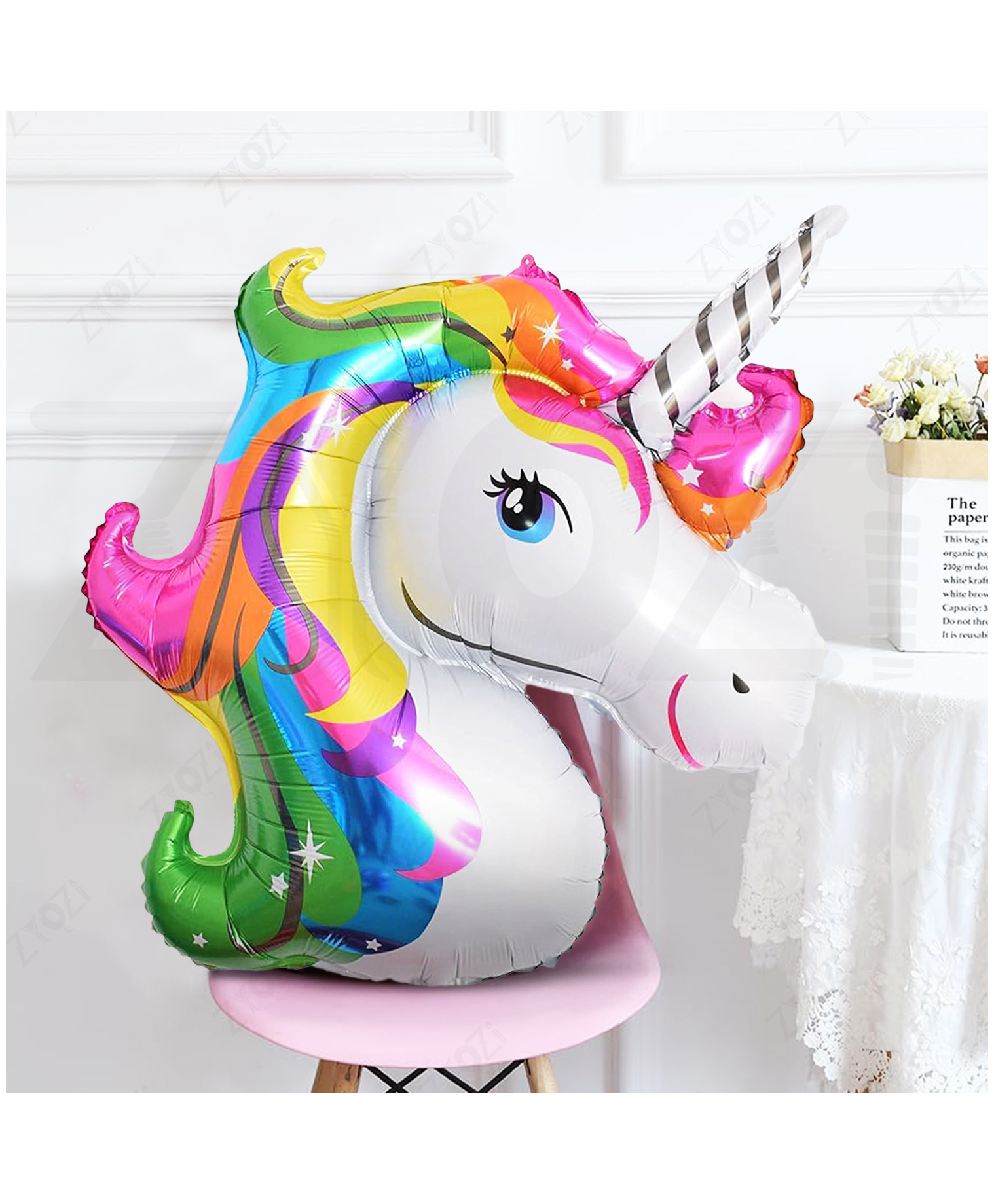 Zyozi Rainbow Unicorn Theme Foil Balloon, Birthday Decorations for Kids-Multi 1 Pcs-image-30