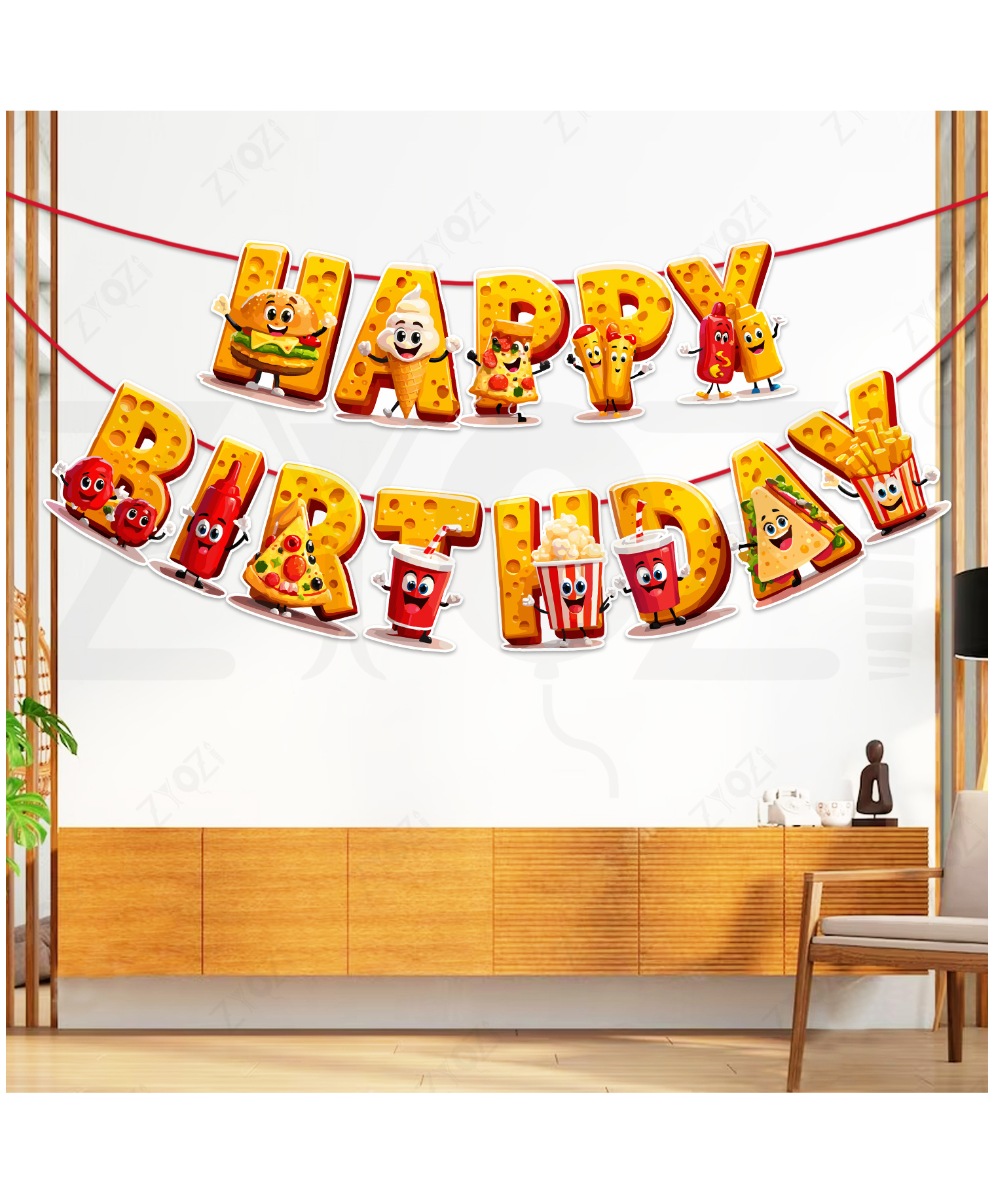 Zyozi Fast Food Theme Party Decorations Item, Fast Food Theme Birthday Banner- Red & Yellow-picture-39