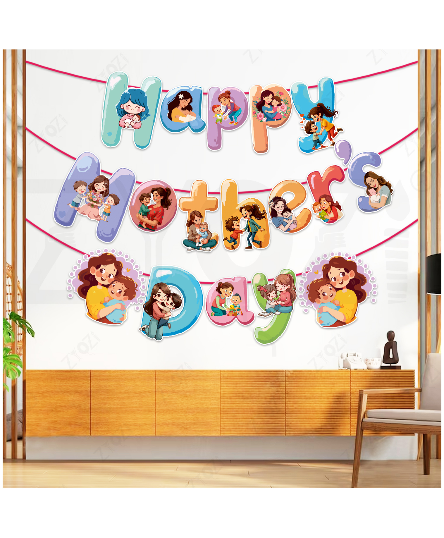 Zyozi Happy Mother's Day Party Decorations Banner, Colourful Hanging Garland, Party Decorations Kits, (Multicolor)-picture-27