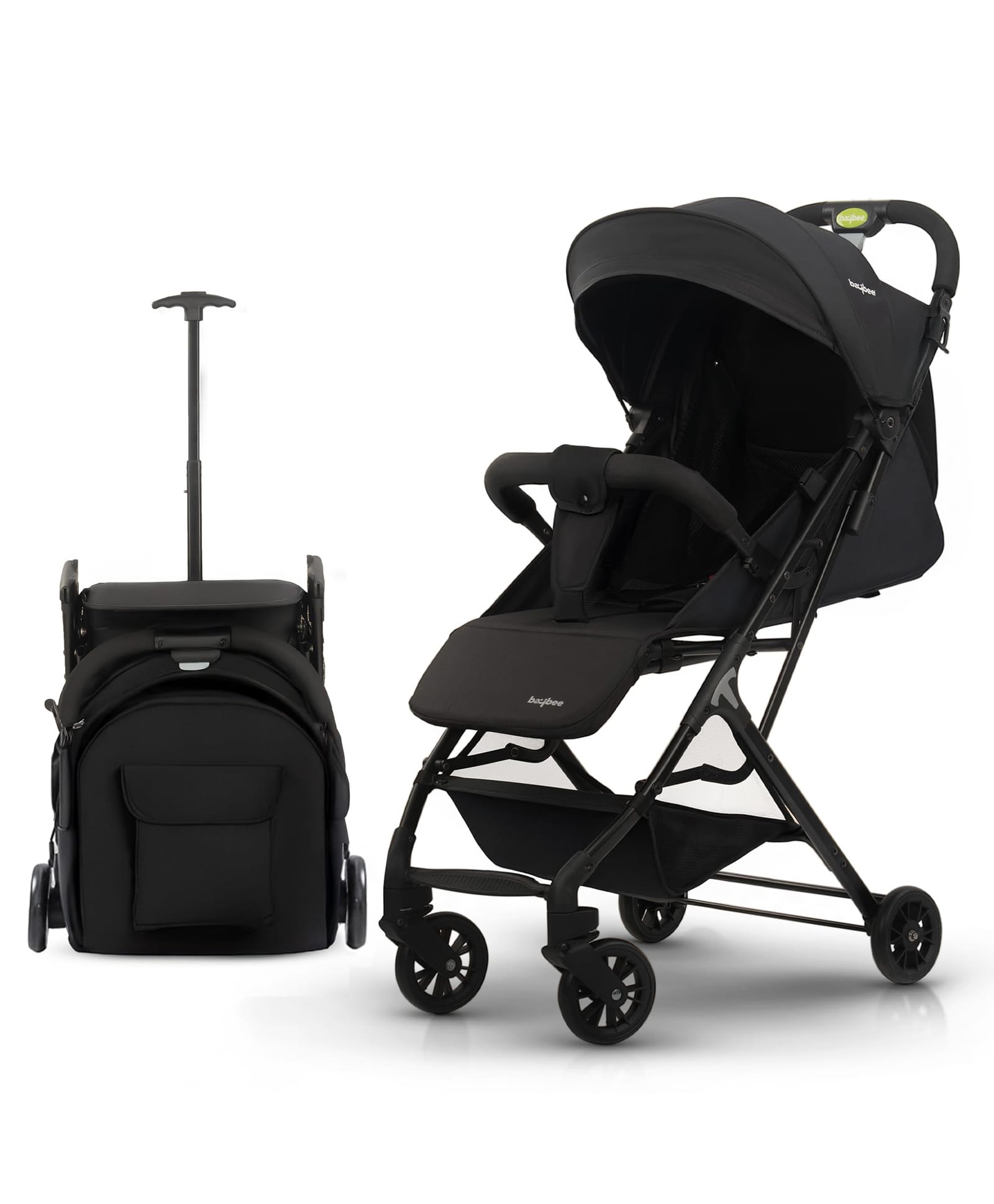 BAYBEE Baby Stroller With 2 in 1 Bassinet & Seat Mode with Parent Handle Bar, 360° Swivel Wheels, 3 Position Recline, Leg Rest, Canopy for Sun Shade & Storage Basket (Black)-image-33