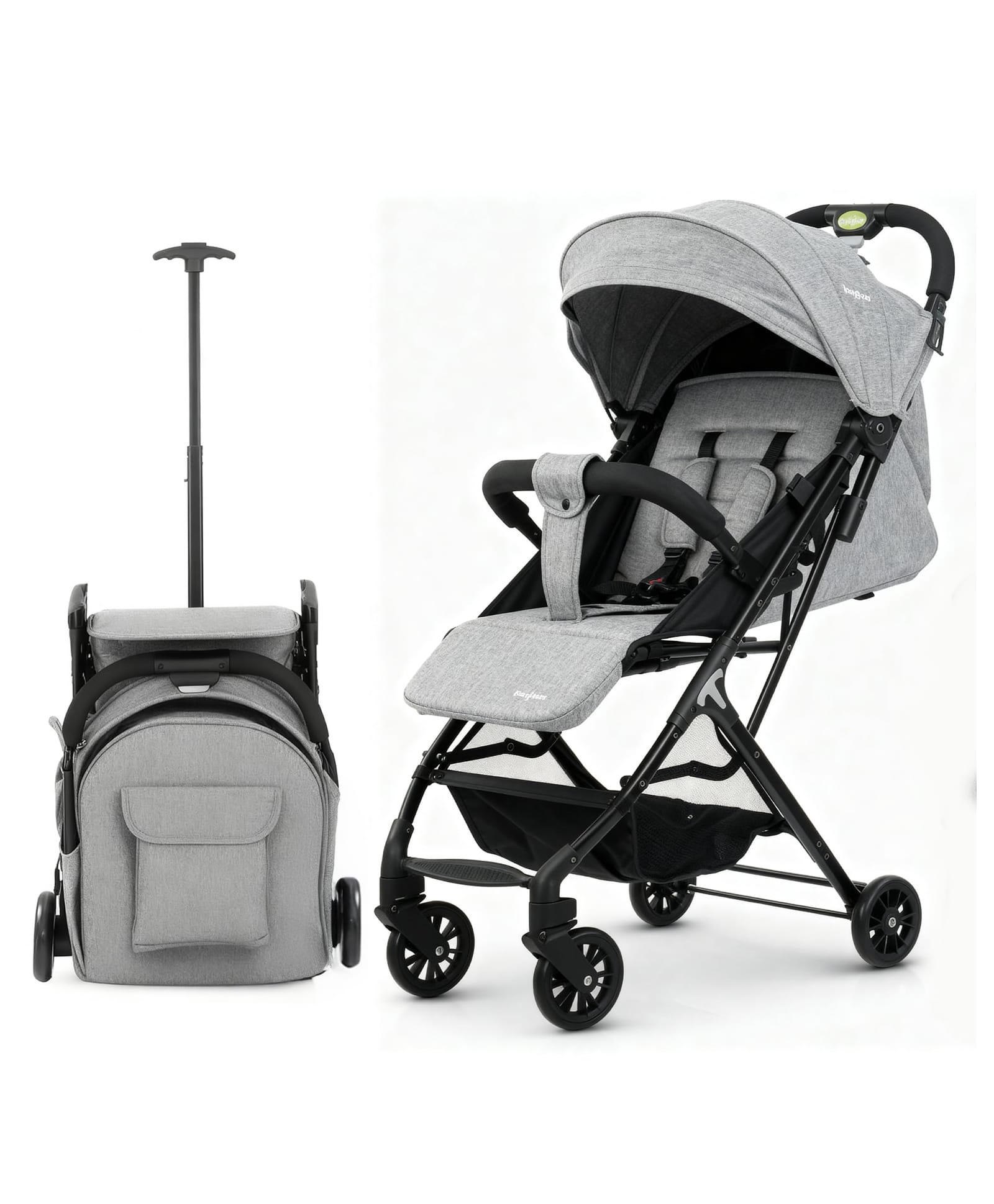 BAYBEE Baby Stroller With 2 in 1 Bassinet & Seat Mode with Parent Handle Bar, 360° Swivel Wheels, 3 Position Recline, Leg Rest, Canopy for Sun Shade & Storage Basket (Grey)-image-41