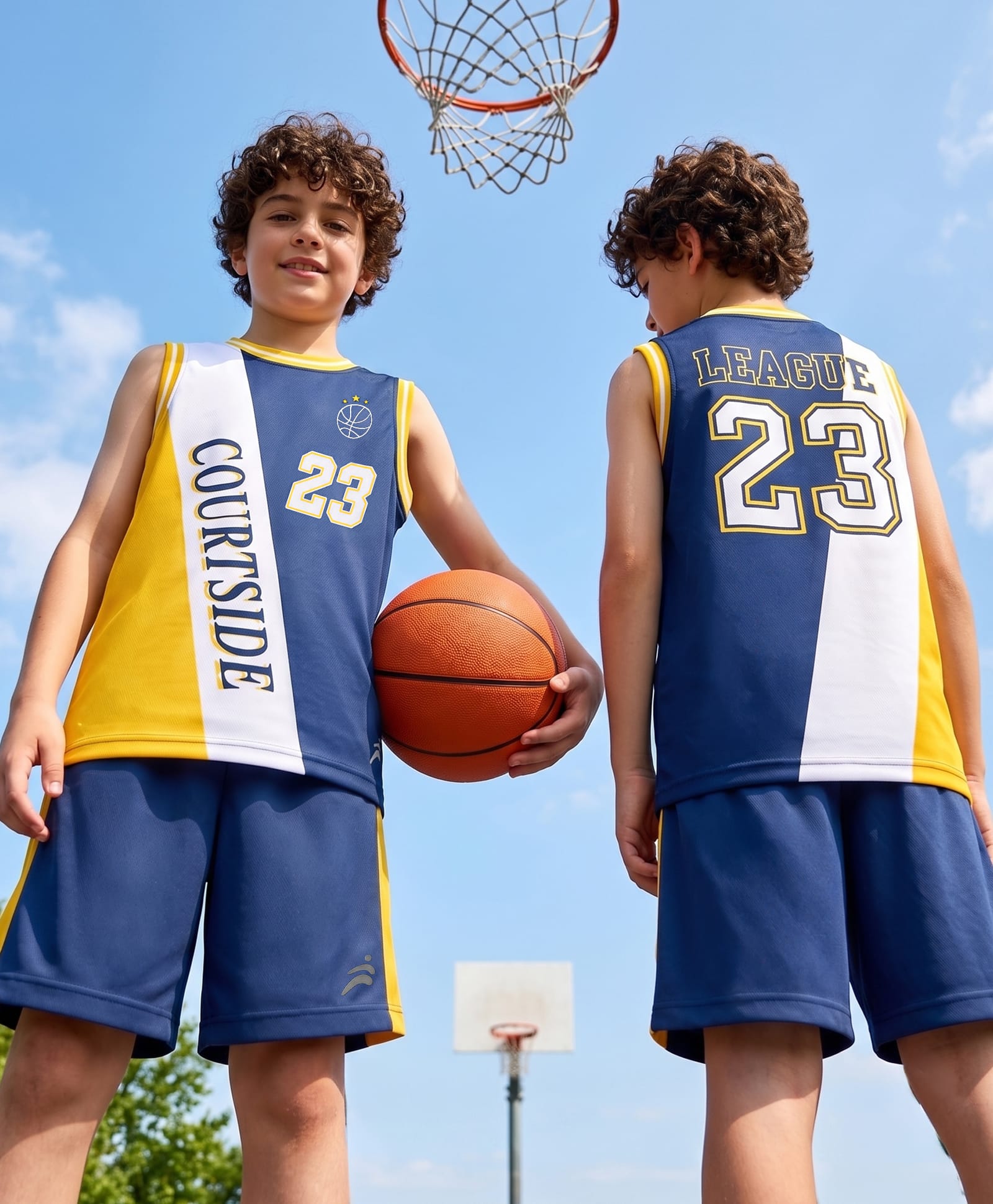 Pine Active Cotton Knit Sleeveless T-shirt & Shorts Set With Text Print - Blue-picture-19