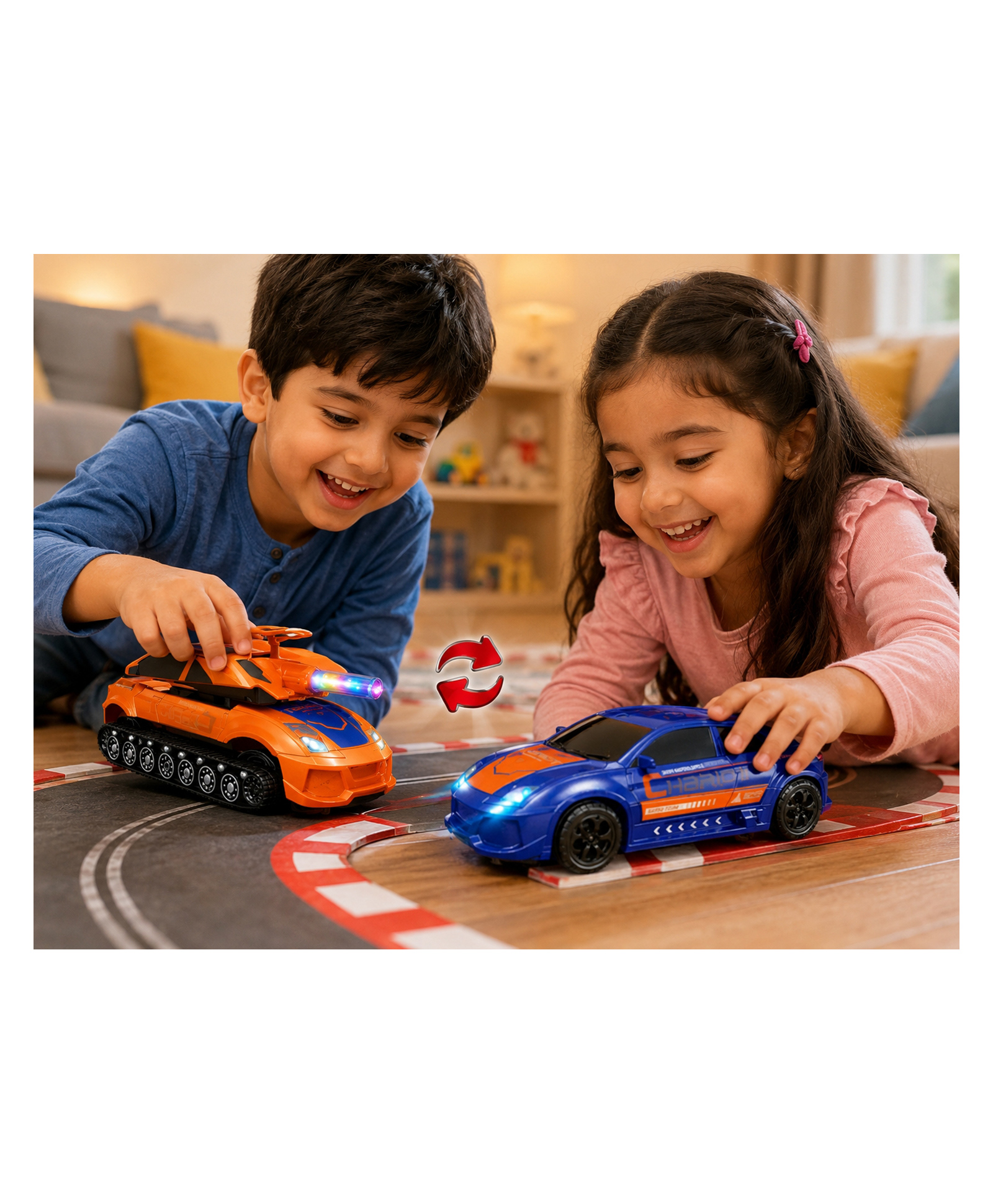 Sanjary Transforming Vehicle Tank Car Toy with Lights, Music and Rotation, Convertible Action Racing Toy for Kids Fun Play Entertainment color design may vary-picture-30