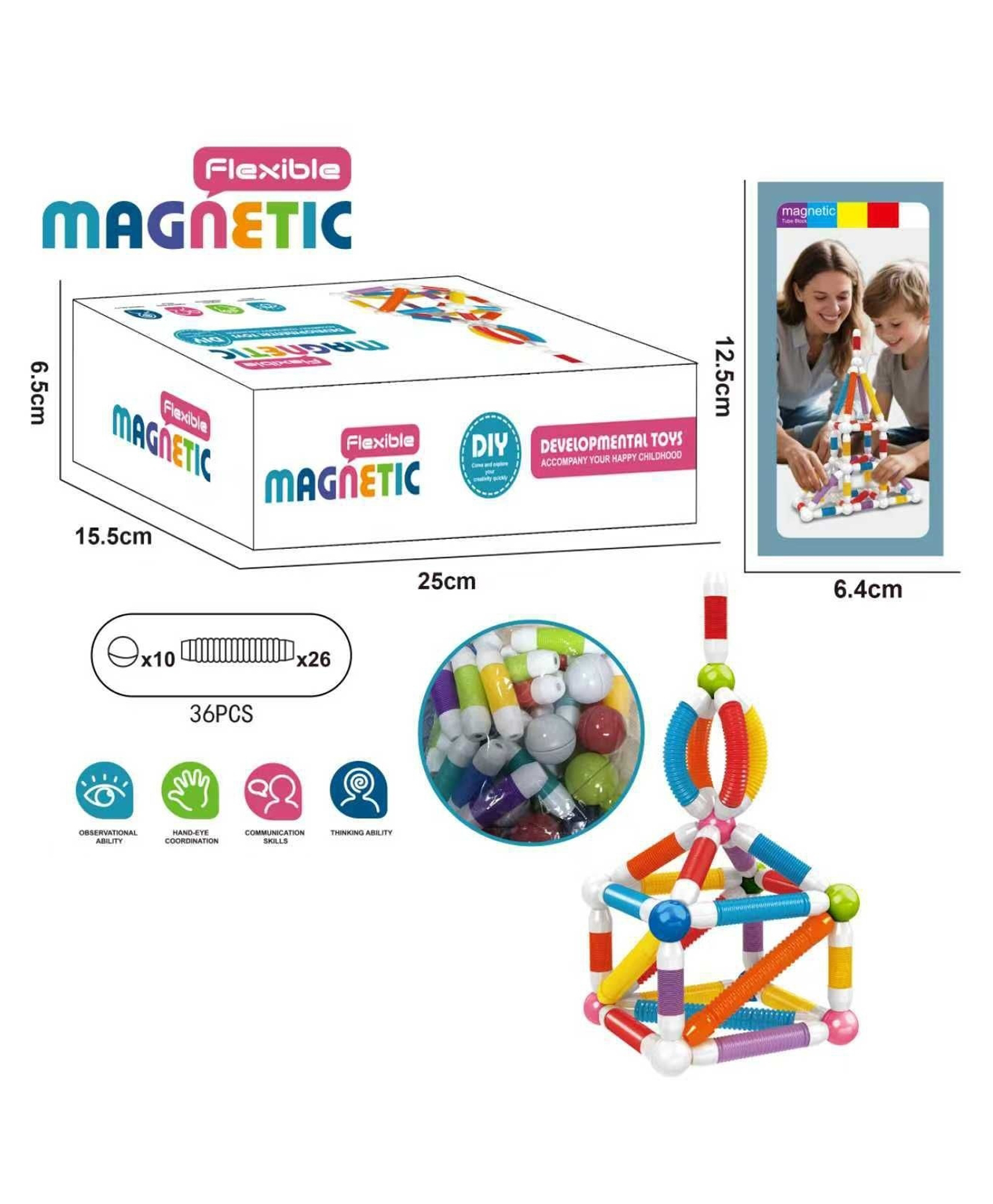 Sanjary 36pcs Flexible Magnetic Building Blocks Set for Kids, DIY Educational Construction Toy Enhancing Creativity, Learning Skills and Imaginative Play color design may vary-picture-19