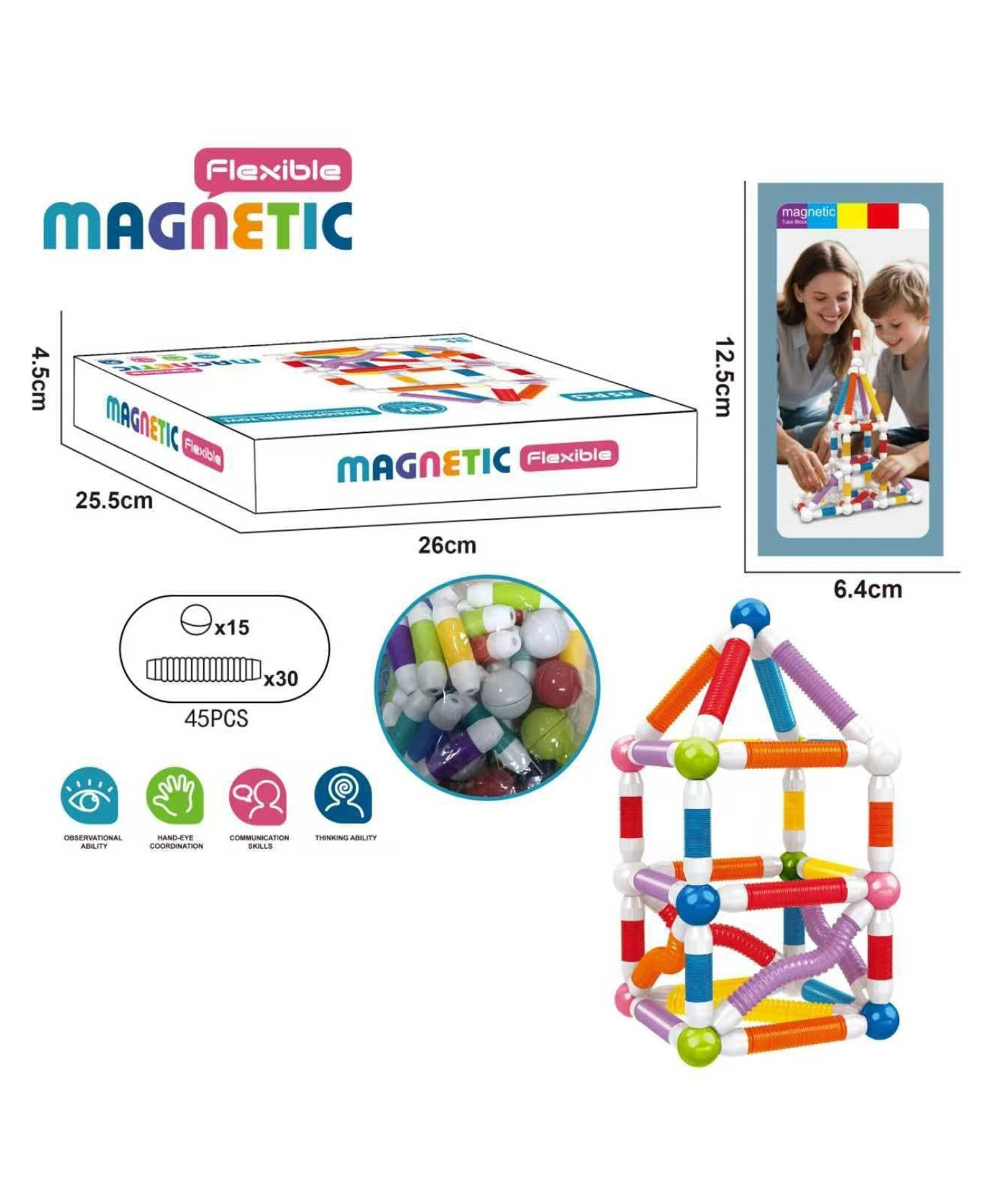 Sanjary 45pcs Flexible Magnetic Building Blocks Set for Kids, DIY Educational Construction Toy Enhancing Creativity, Learning Skills and Imaginative Play color design may vary-image-31