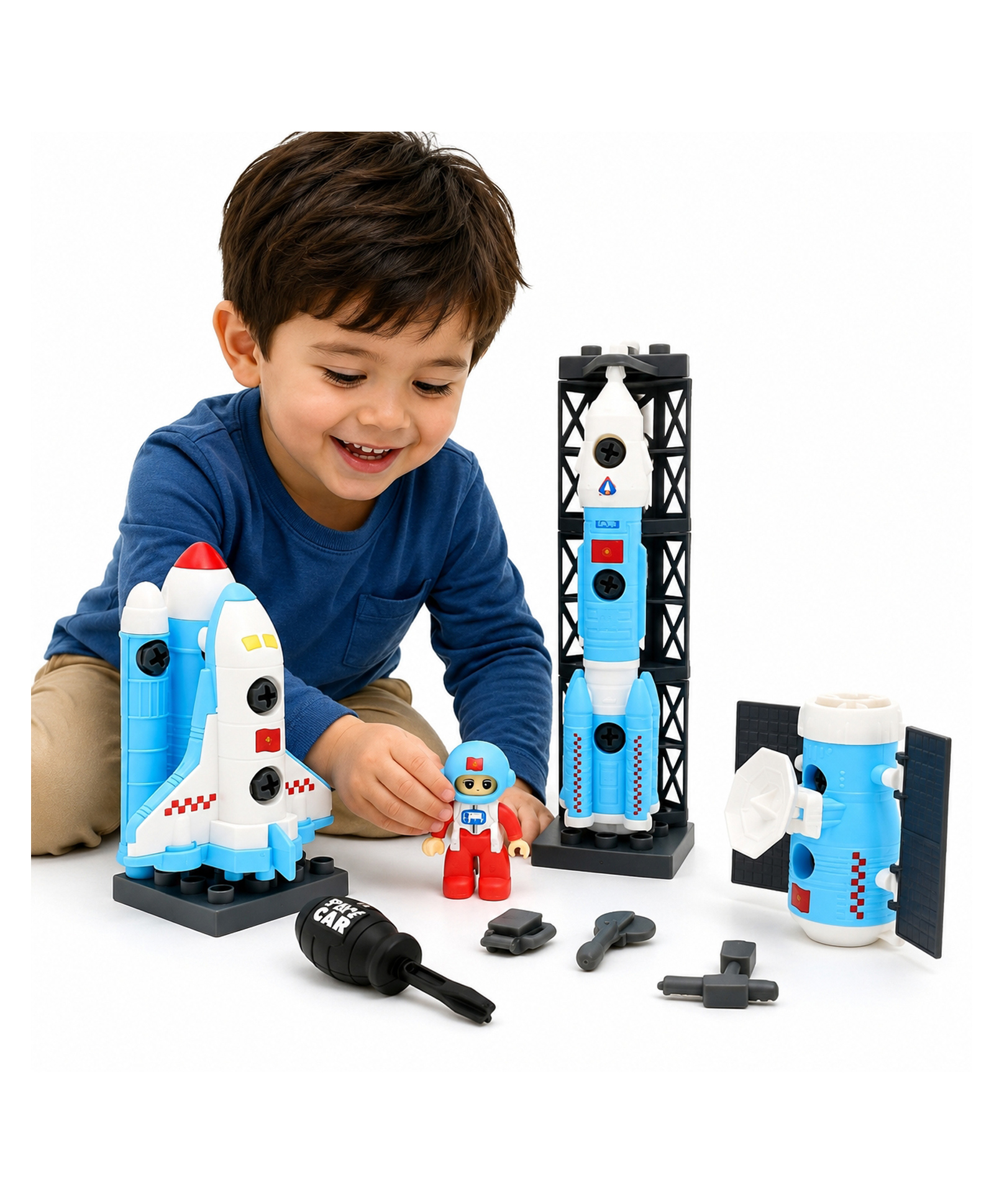Sanjary DIY Space Rocket Assembly Toy Set with Astronaut Figure, Educational Building Playset for Kids Creative Learning and Fun Entertainment color design may vary-picture-25