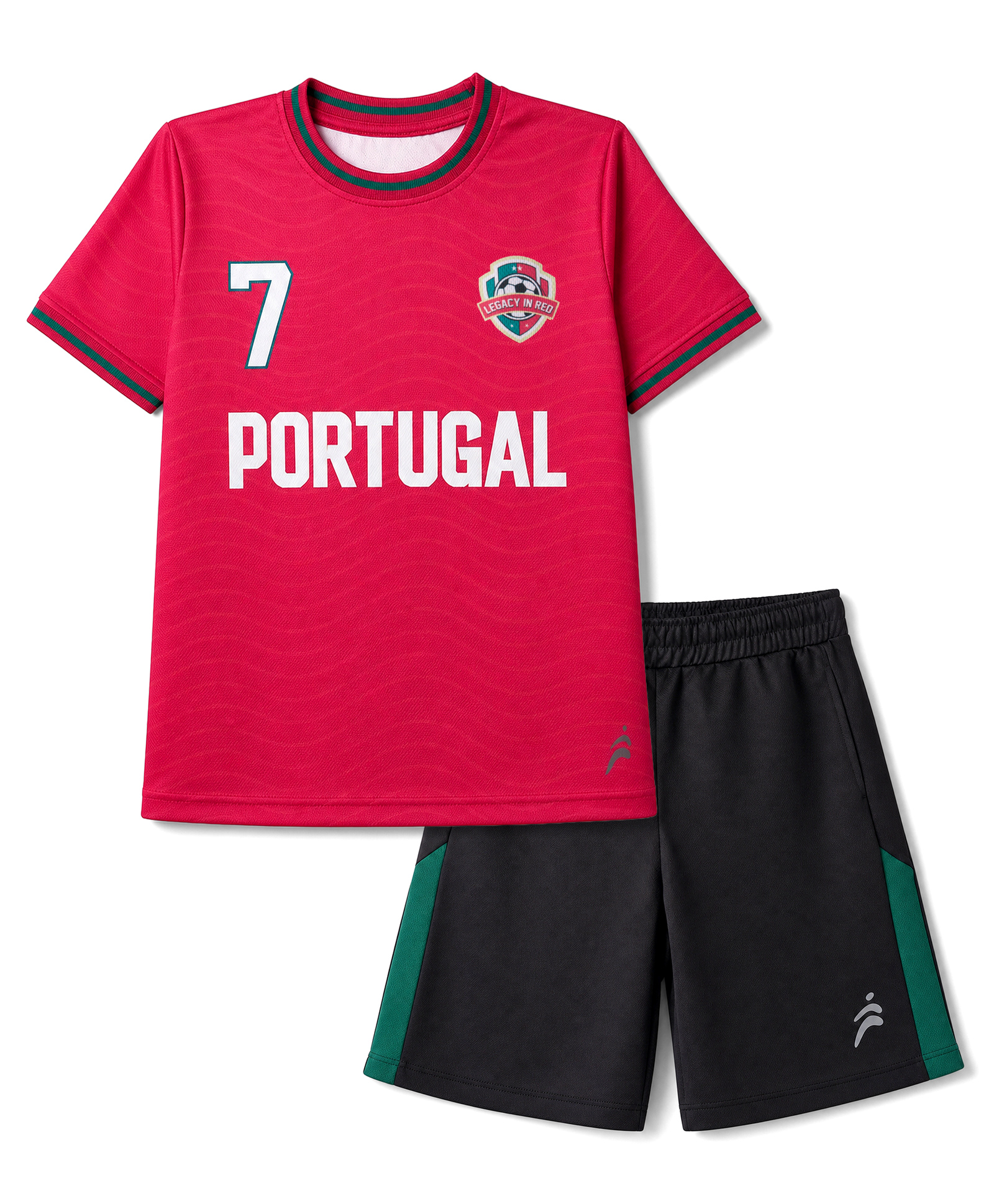 Pine Active Cotton Knit Half Sleeves T-Shirt & Shorts Set With Text Print - Red-image-24