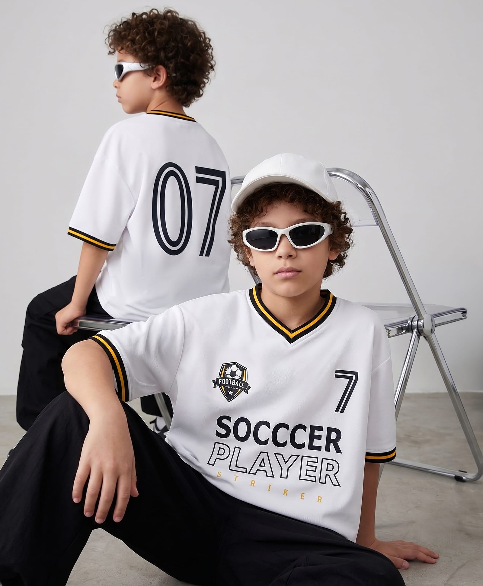 Pine Active Knit Half Sleeves Front & Back Soccer Printed T-Shirt - White-picture-27