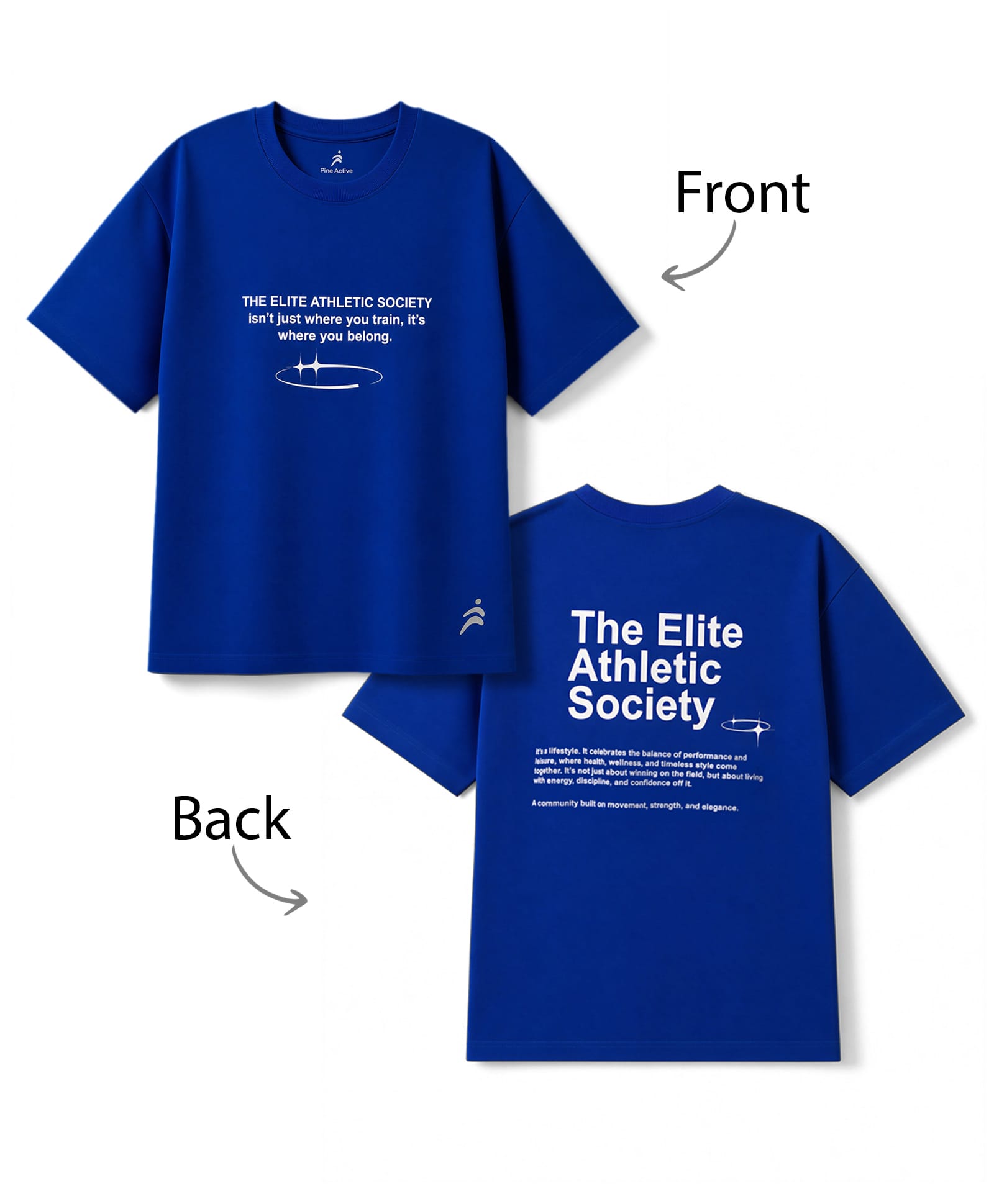 Pine Active Knit Half Drop Shoulder Sleeves Text Printed T-Shirt - Blue-picture-26