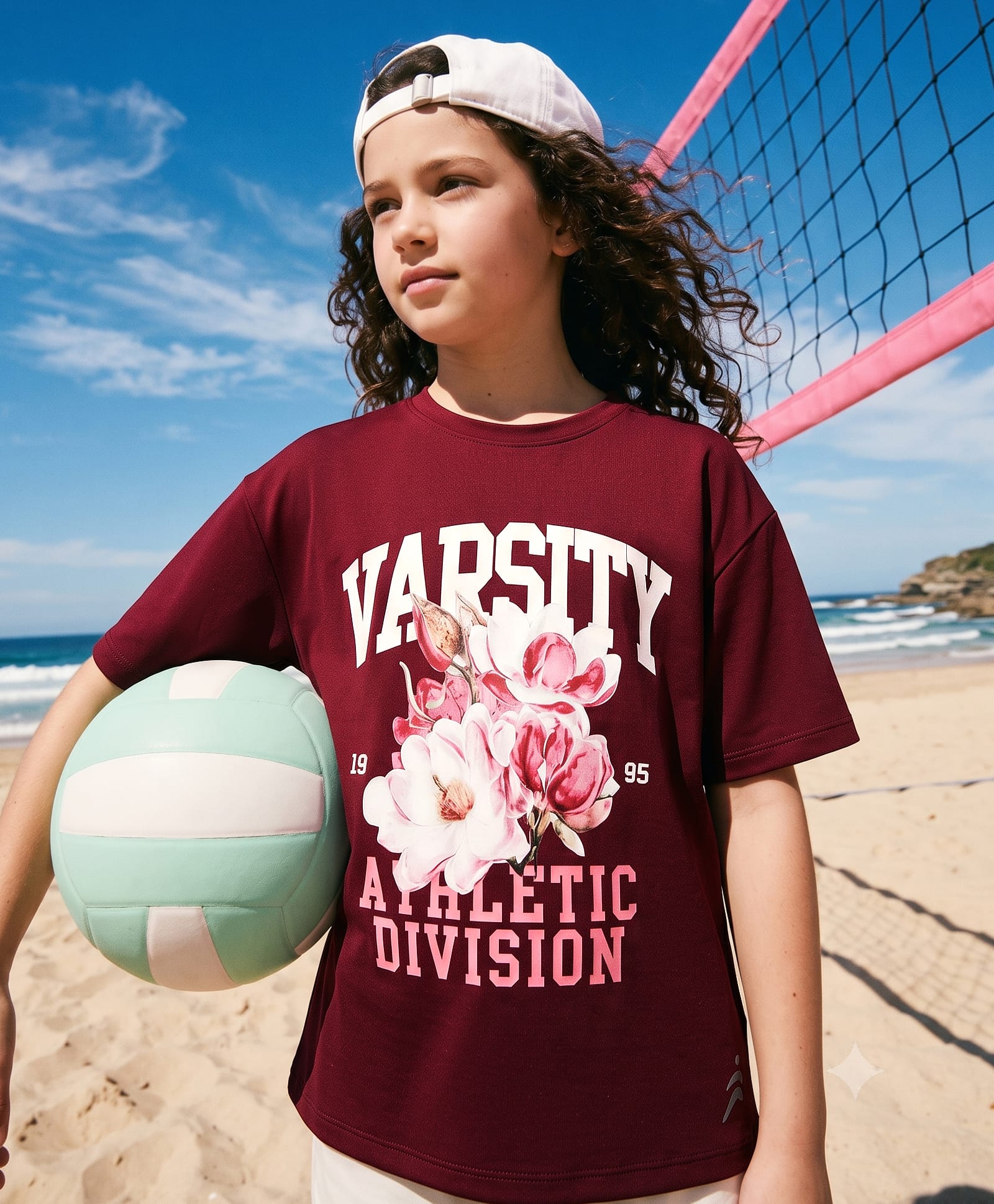 Pine Active Knit Half Sleeves T-Shirt with Floral & Varsity Print - Maroon-picture-24