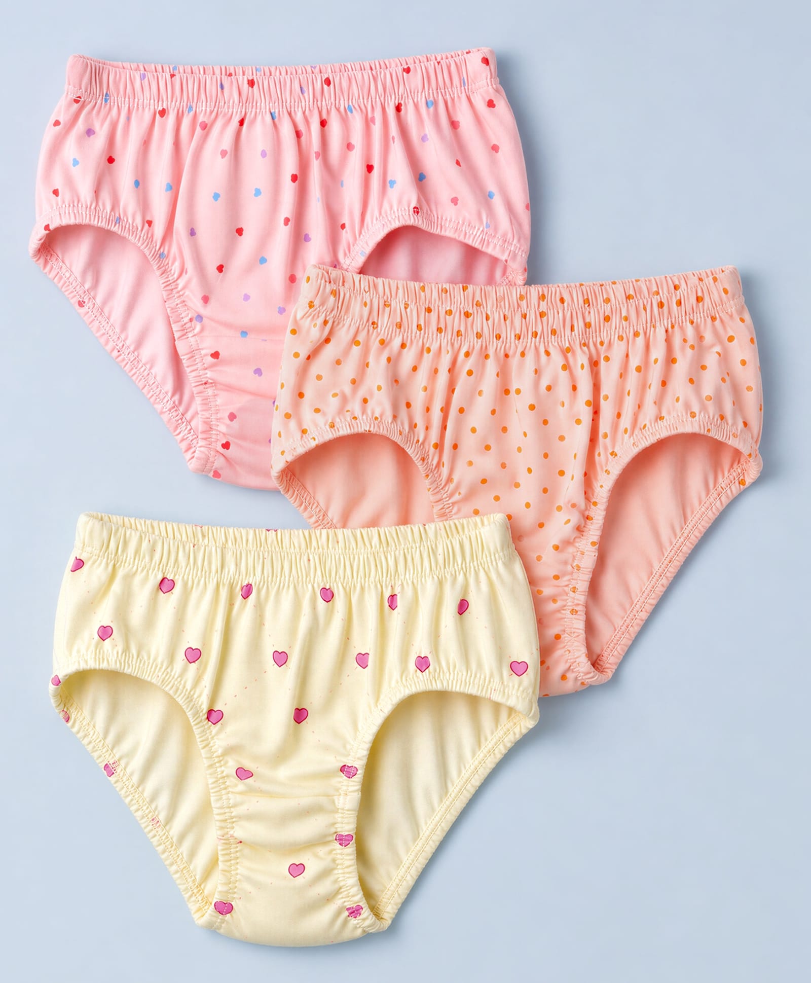 Tango Single Jersey Knit Panties With Heart & Polka Dot Print Pack of 3 - Peach, Pink & Yellow-picture-18