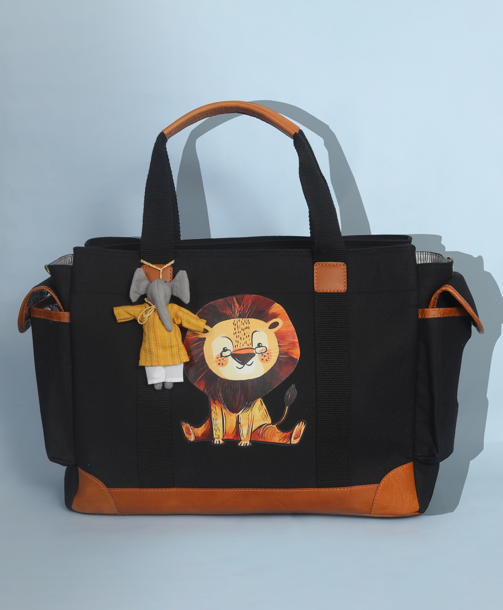MUFFA Little Lion Midnight black Utility Tote Diaper Bag-image-6
