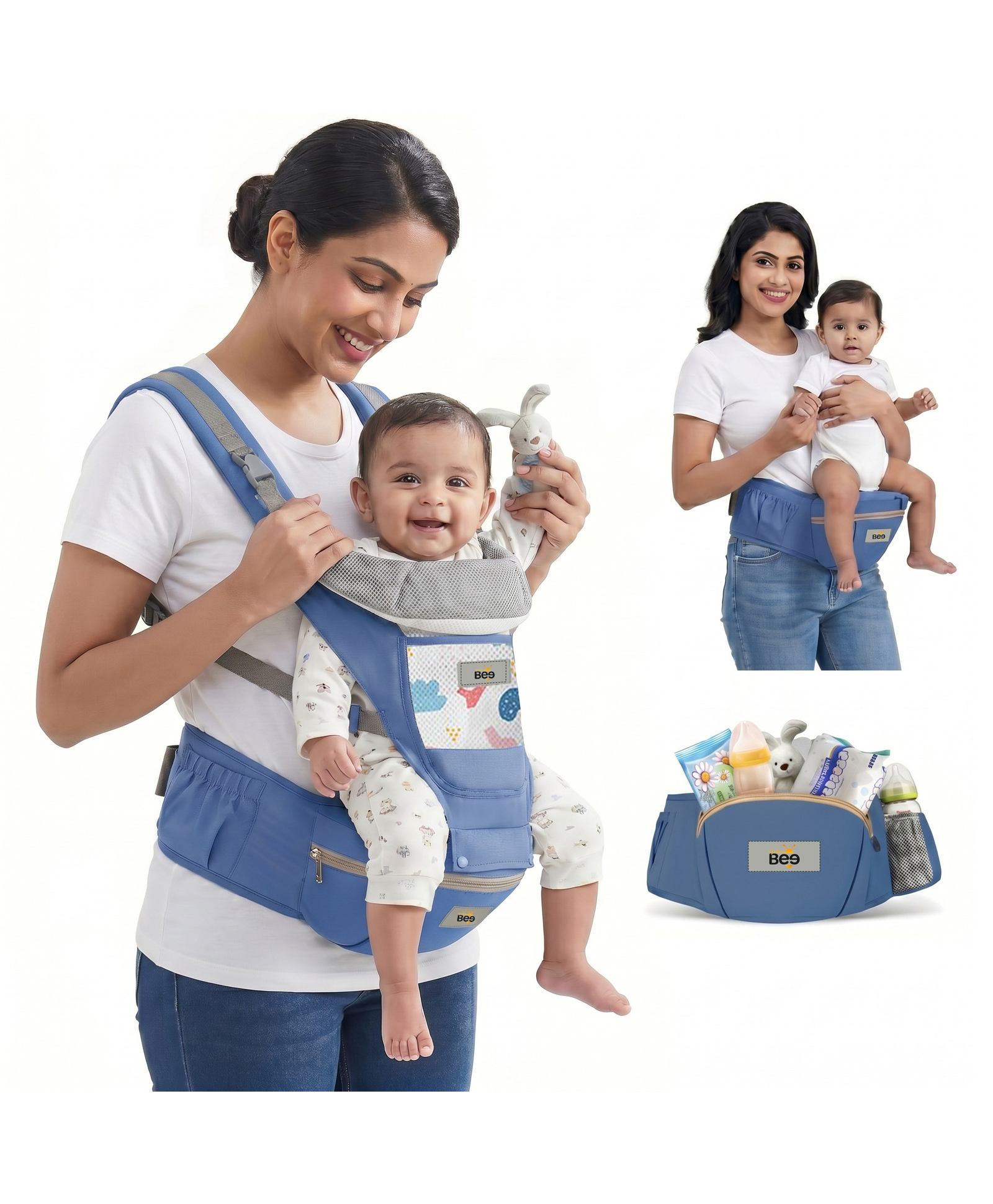 Golden Bee Comfort Nest Multi function Baby Carrier - Denim Blue-picture-12