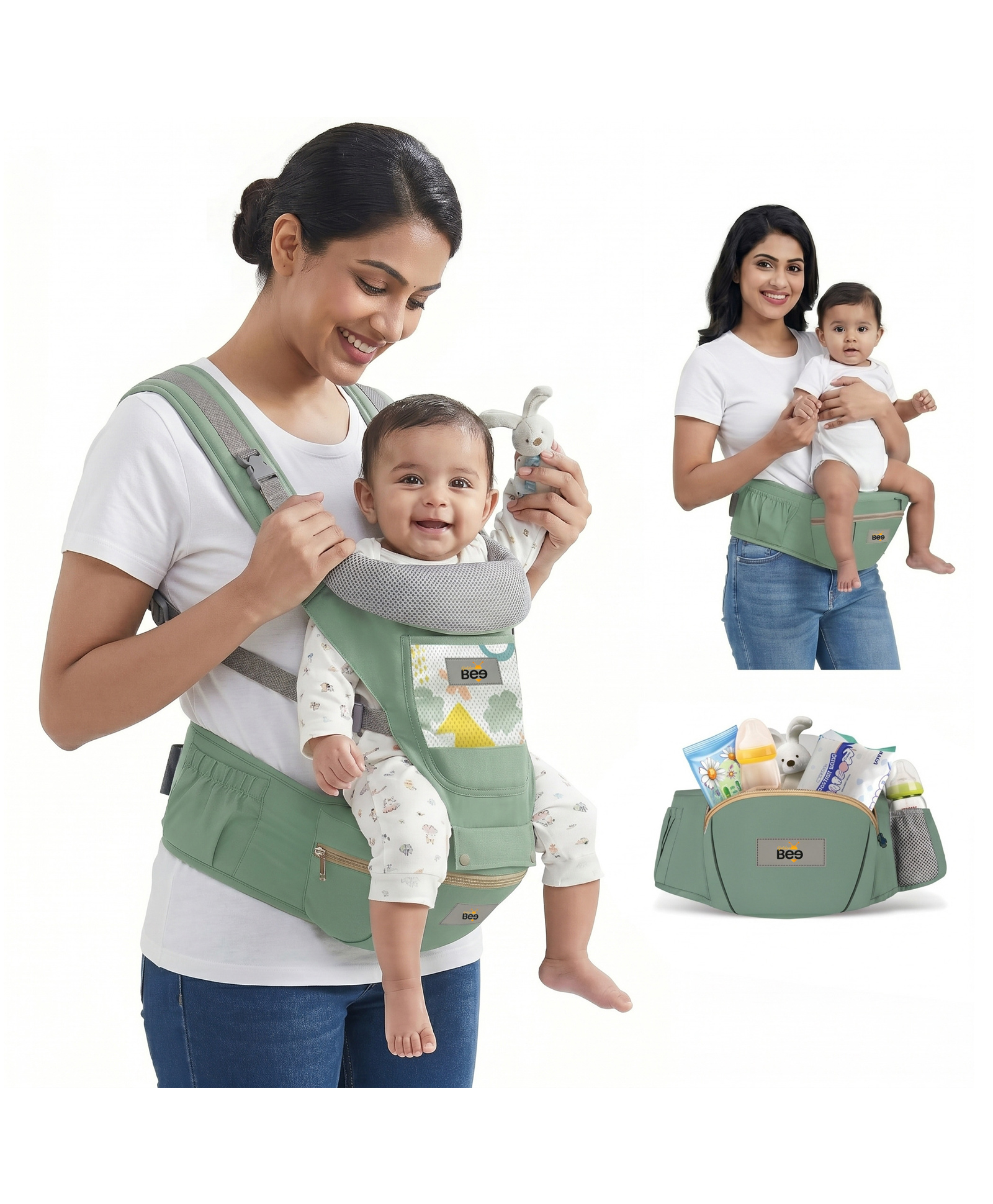 Golden Bee Comfort Nest Multi function Baby Carrier - Light Green-picture-11