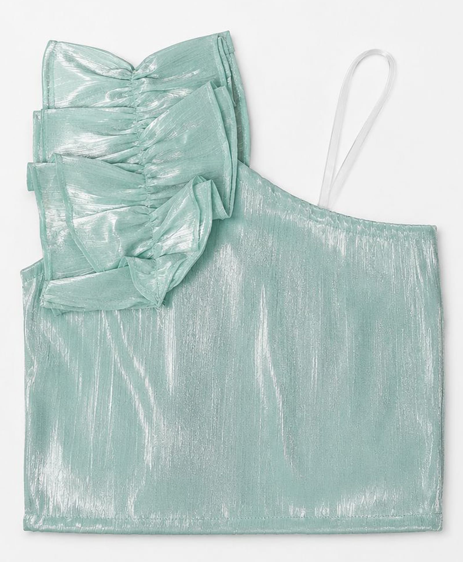 Taffykids Woven Sleeveless One Shoulder Frill Detail Party Crop Top - Mint-picture-11