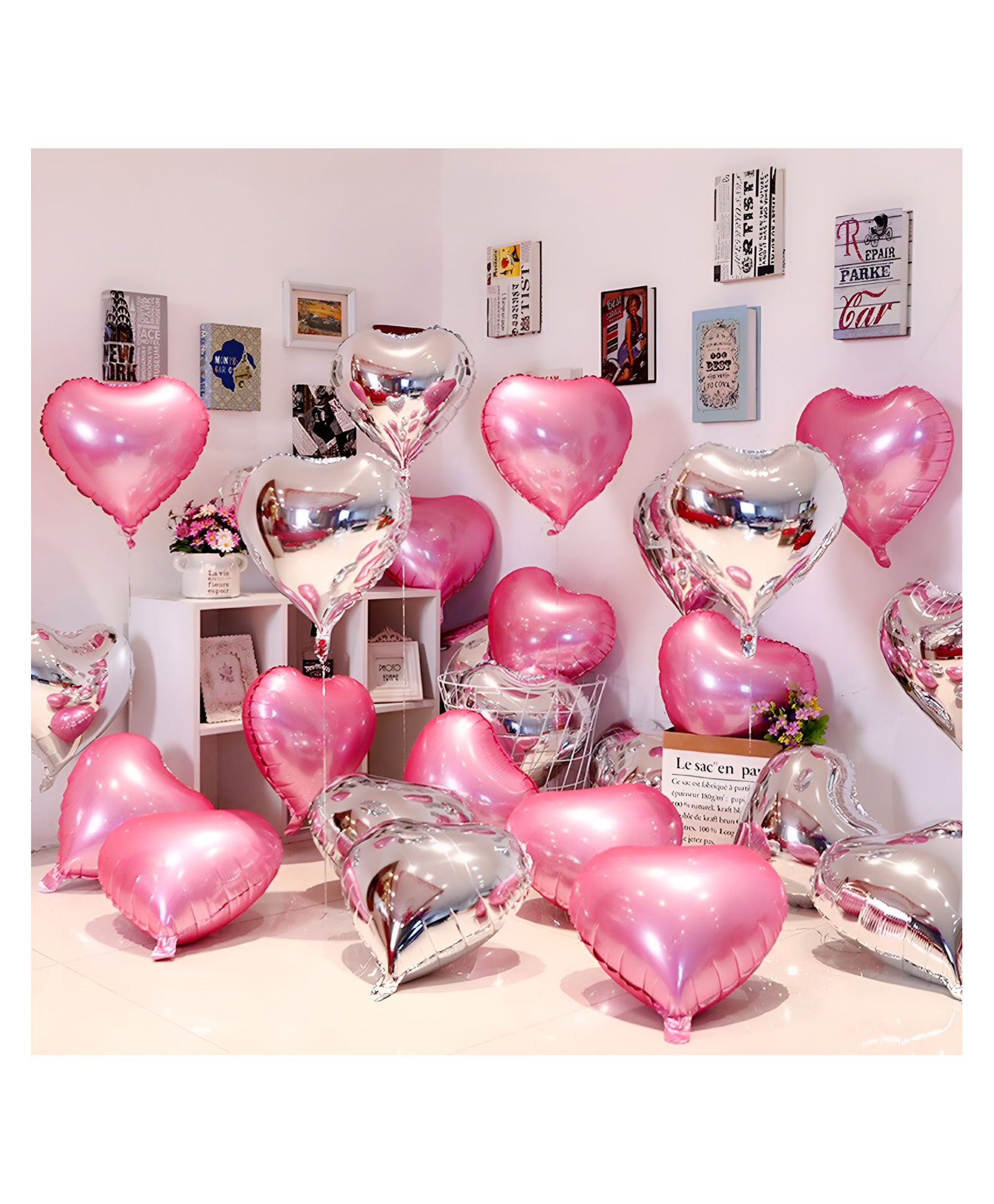 NEGOCIO 10 Pcs Happy Anniversary Heart Shape Foil Balloons /Valentines Day Decoration items- PACK OF 1- COLOR MAY VARY-image-3